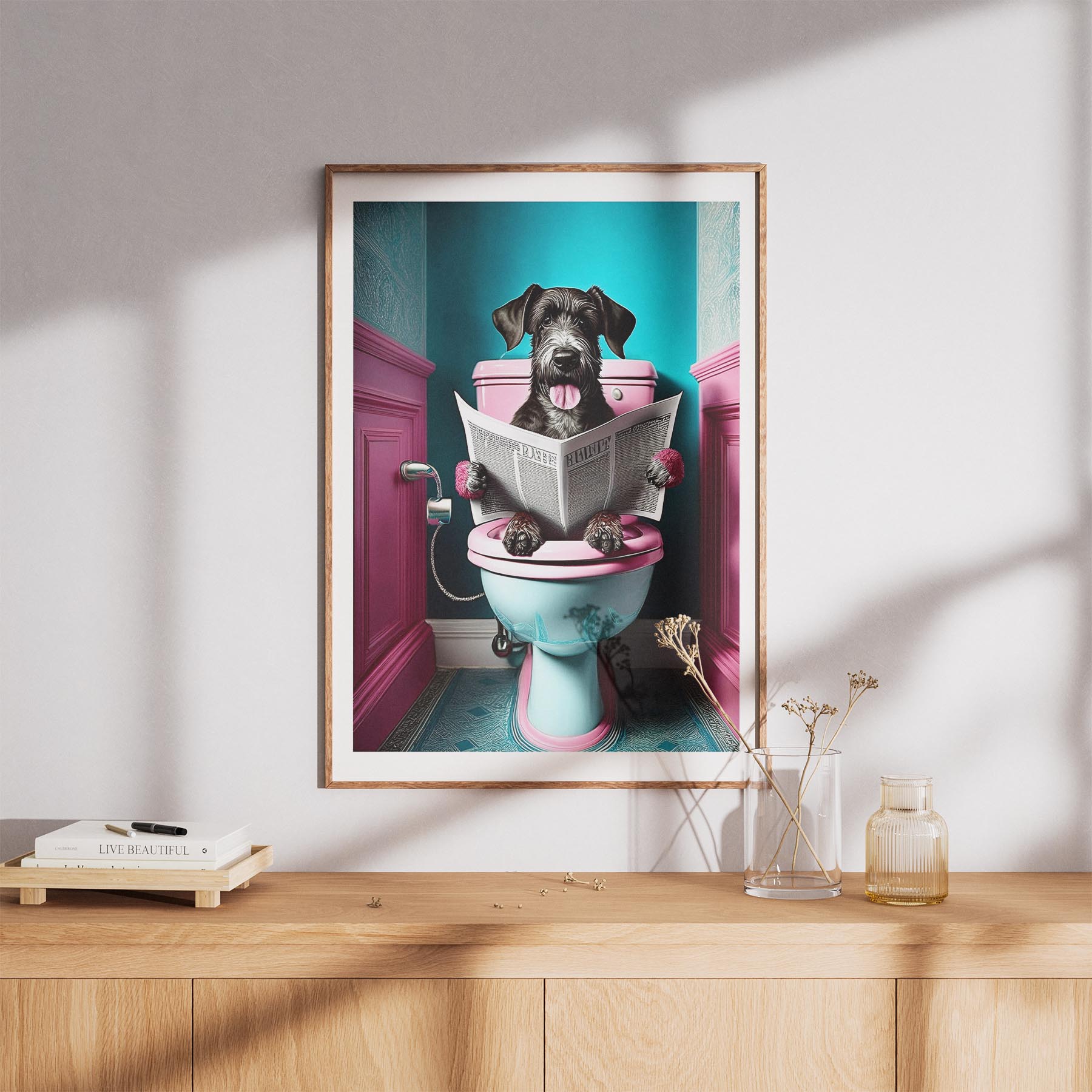 Deerhound Toilet Dogs PInk and Turquise image 8