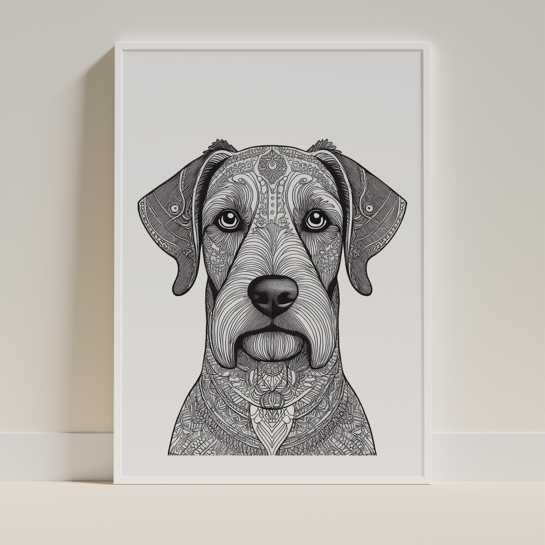 Black Russian Terrier Mandala Black and White Dog Series image 9