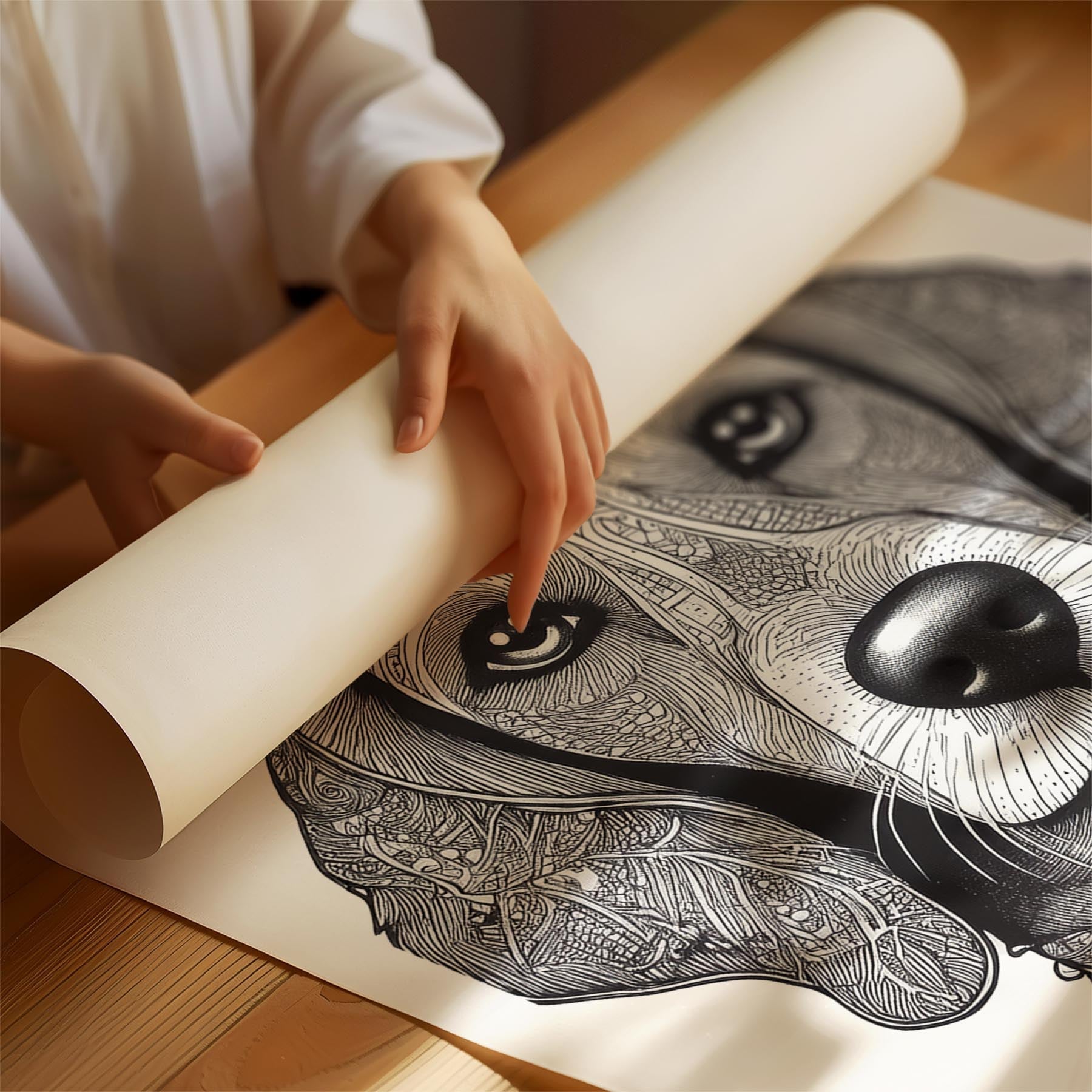 Cavoodle Mandala Black and White Dog Series image 1