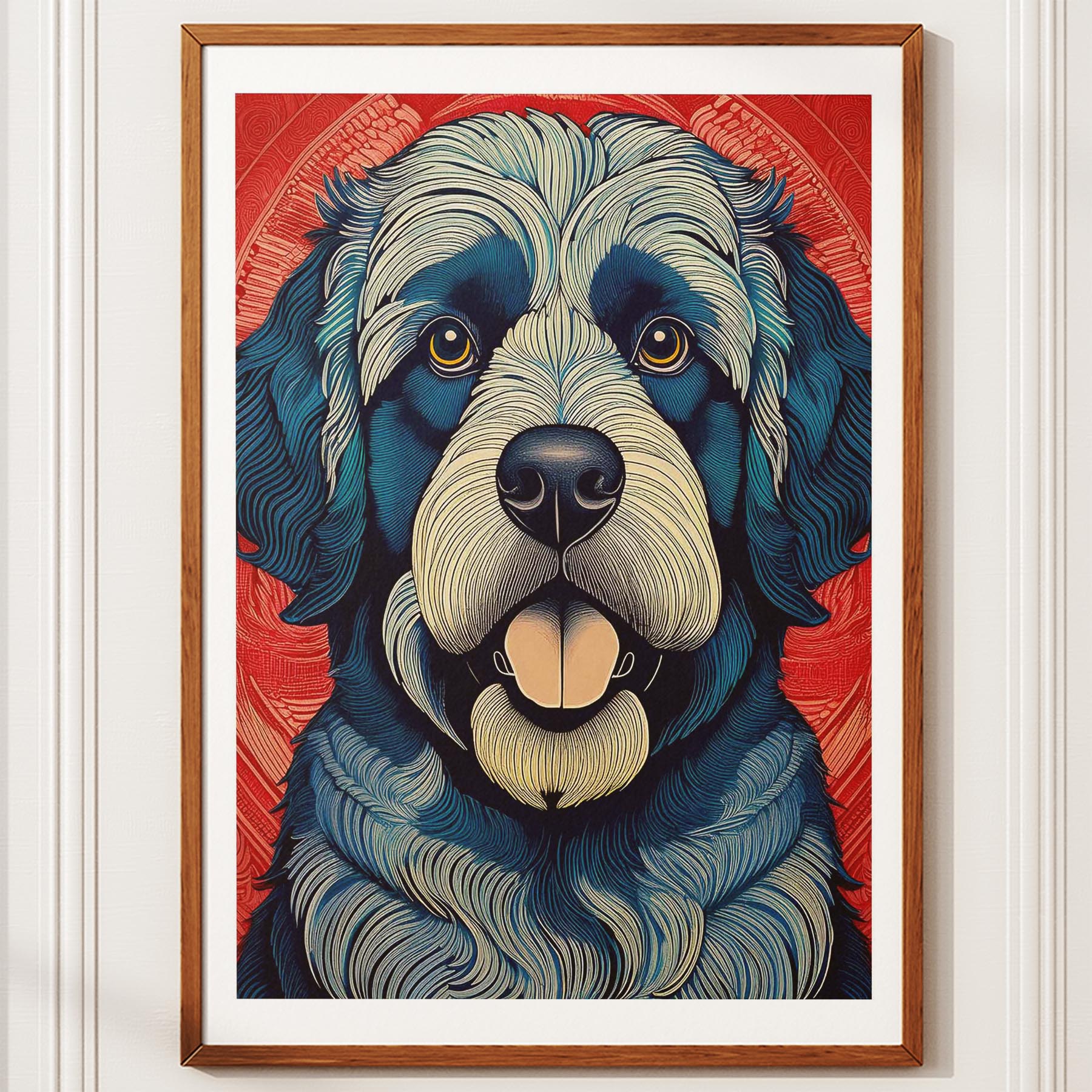 Newfoundland Hokusai Japanese Inspired Dog Series image 10