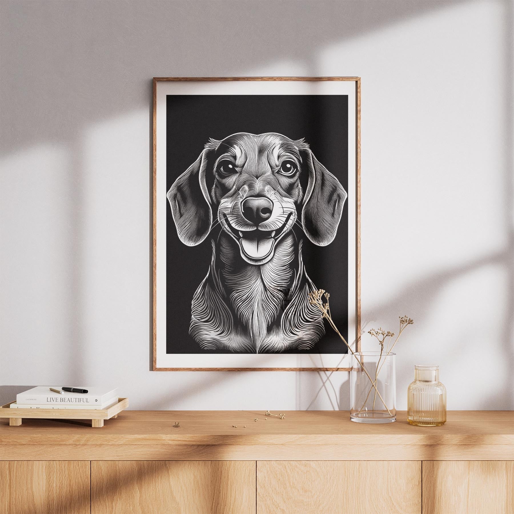 Dachshund Line Dog Series in Black and White image 8