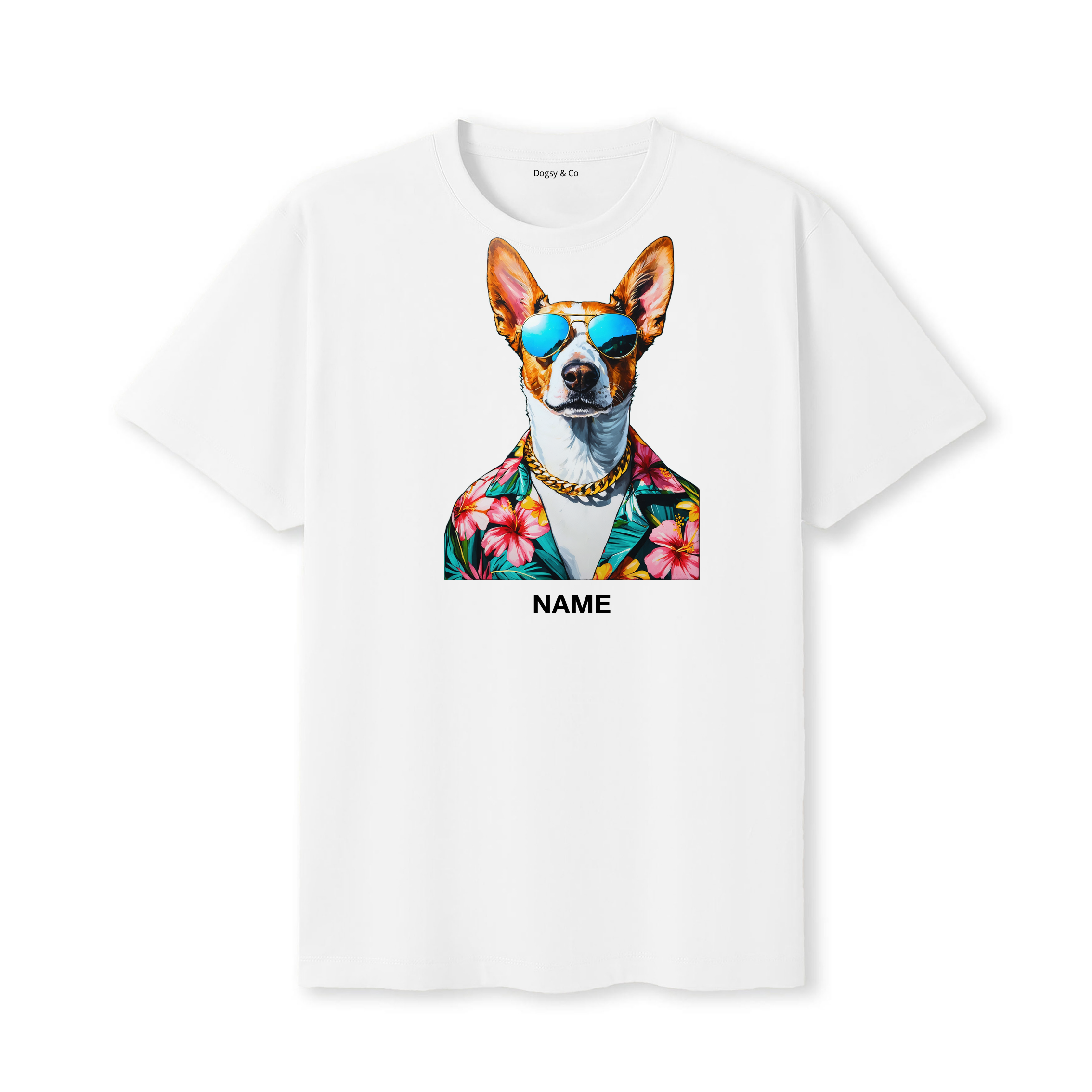 Basenji Hawaii Dog Custom T-Shirt - White
