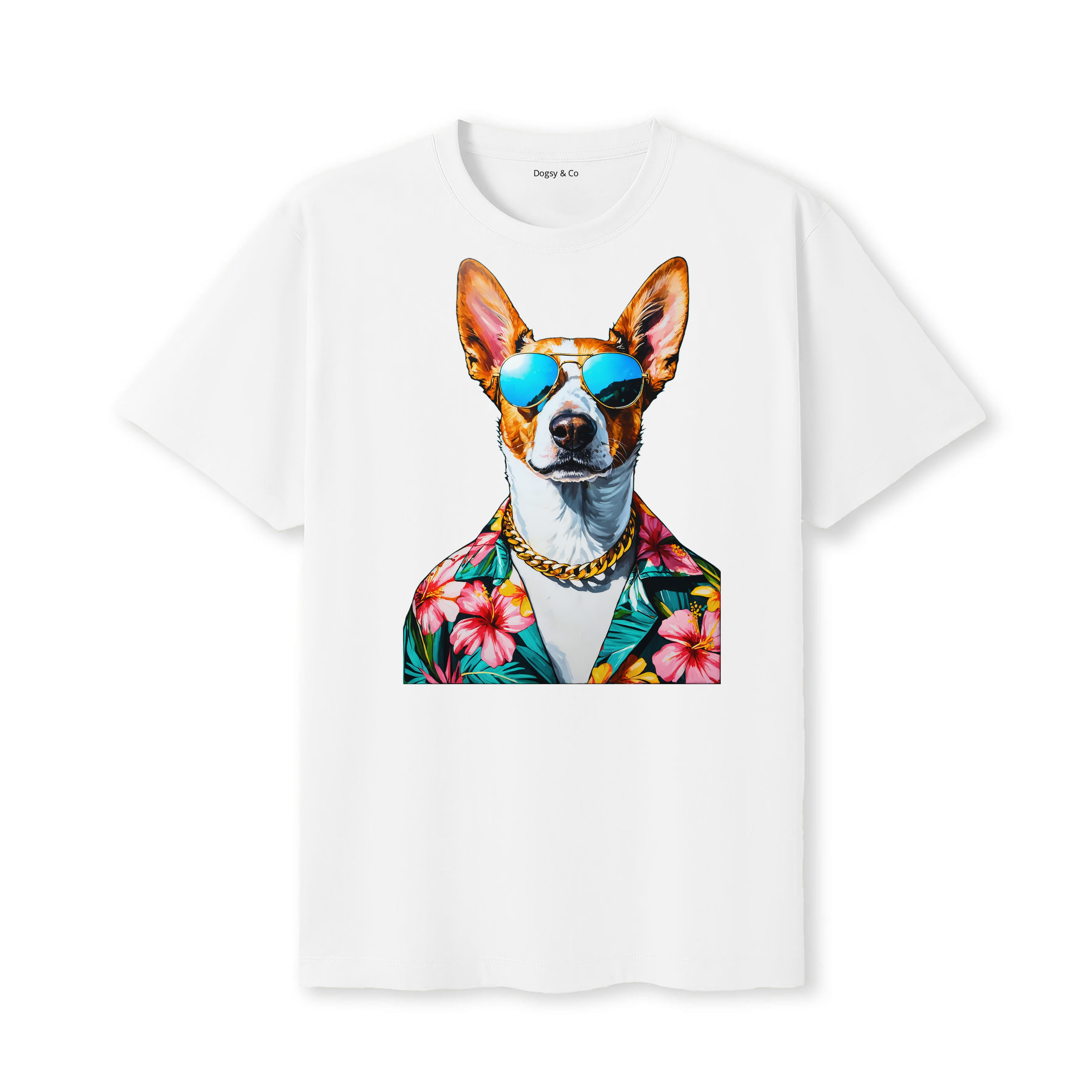 Basenji Hawaii Dog T-Shirt - White
