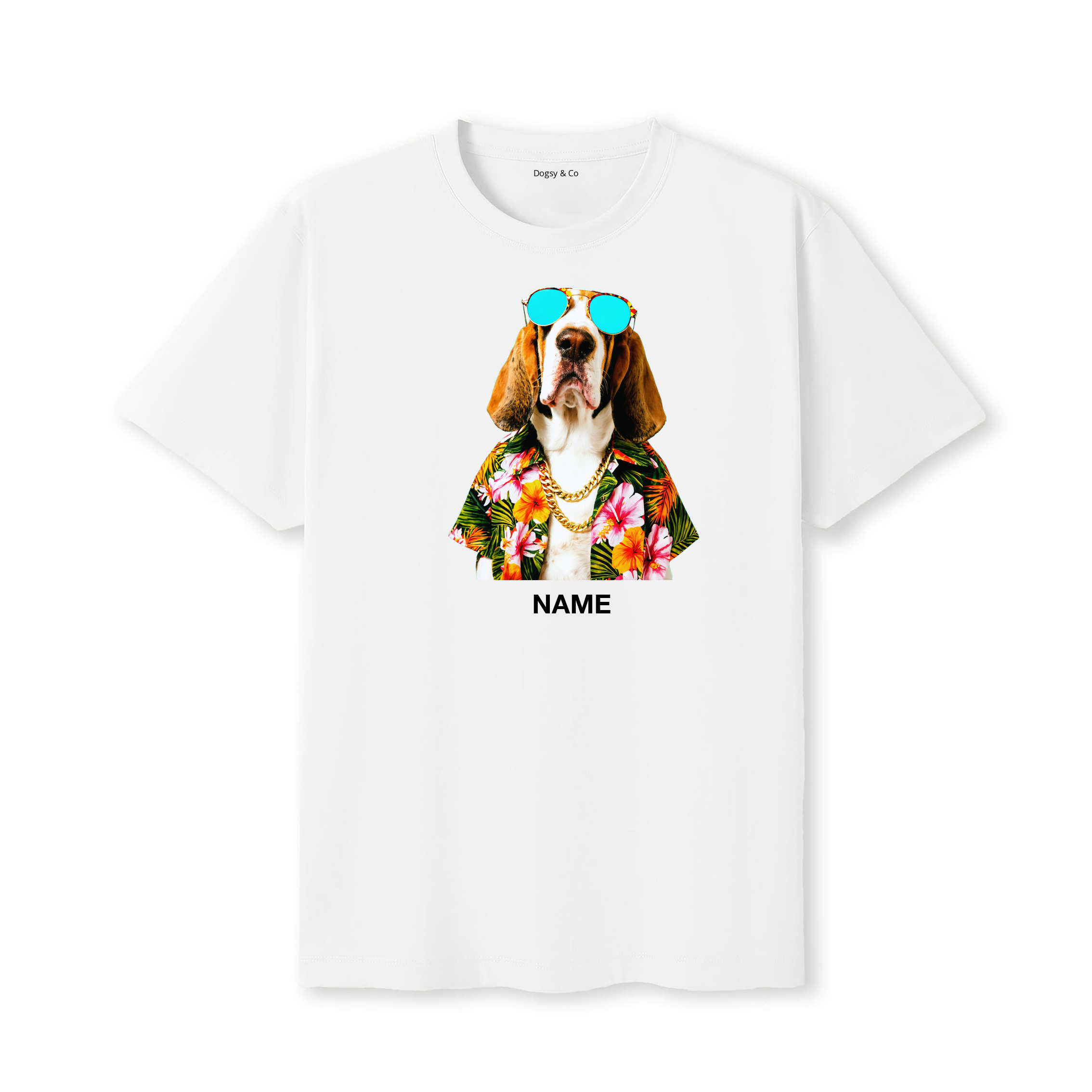 Basset Hound Hawaii Dog Custom T-Shirt - White