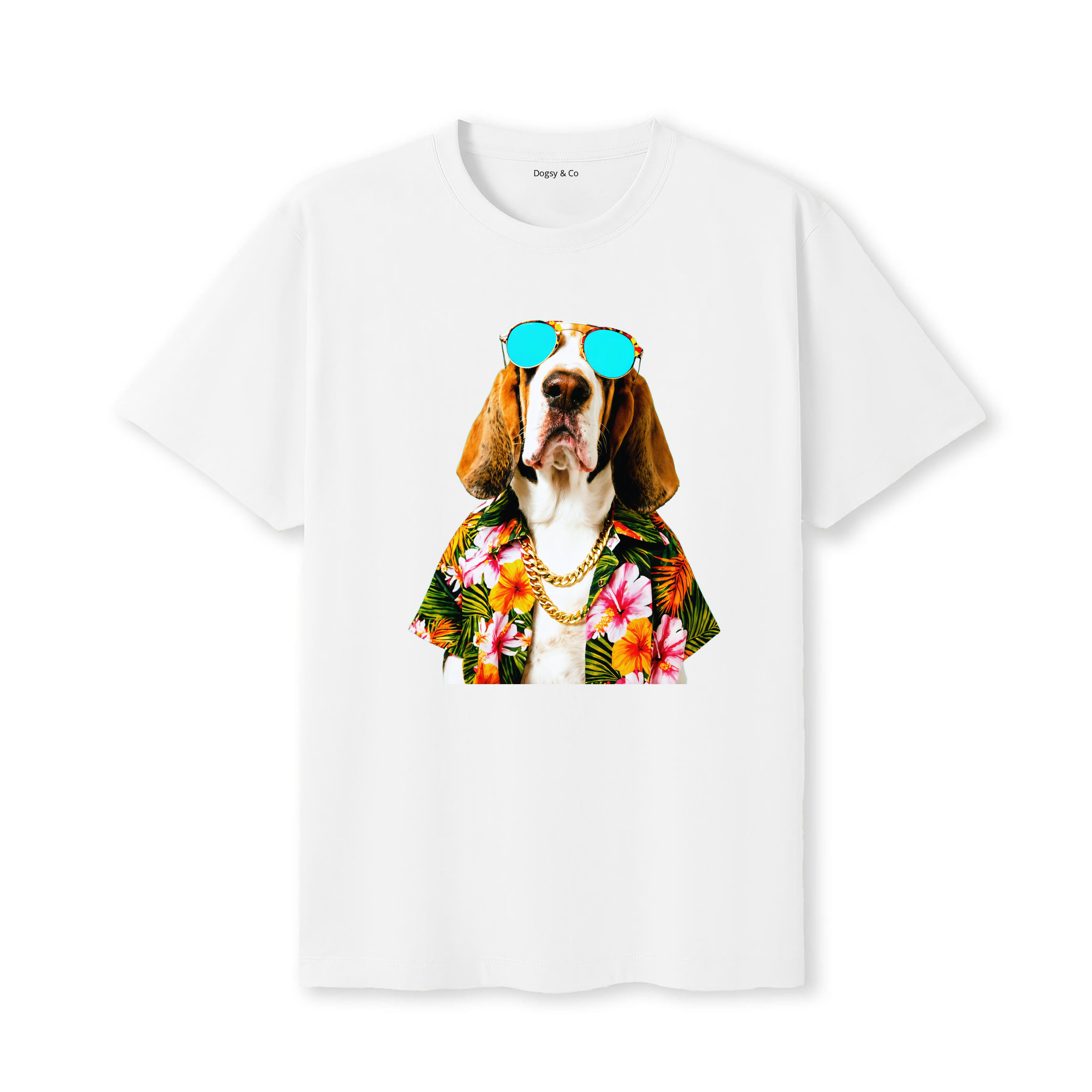 Basset Hound Hawaii Dog T-Shirt - White
