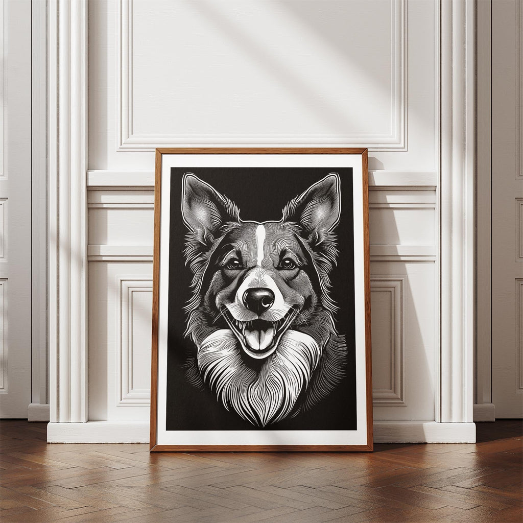 Border Collie Line Dog Series in Black and White image 4