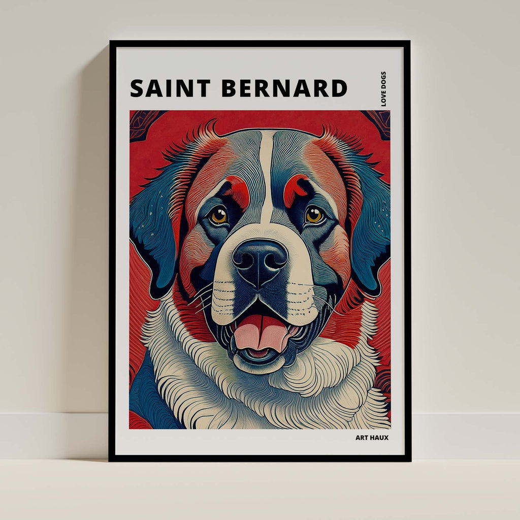 Saint Bernard Hokusai Japanese Inspired Dog Series with Text image 0