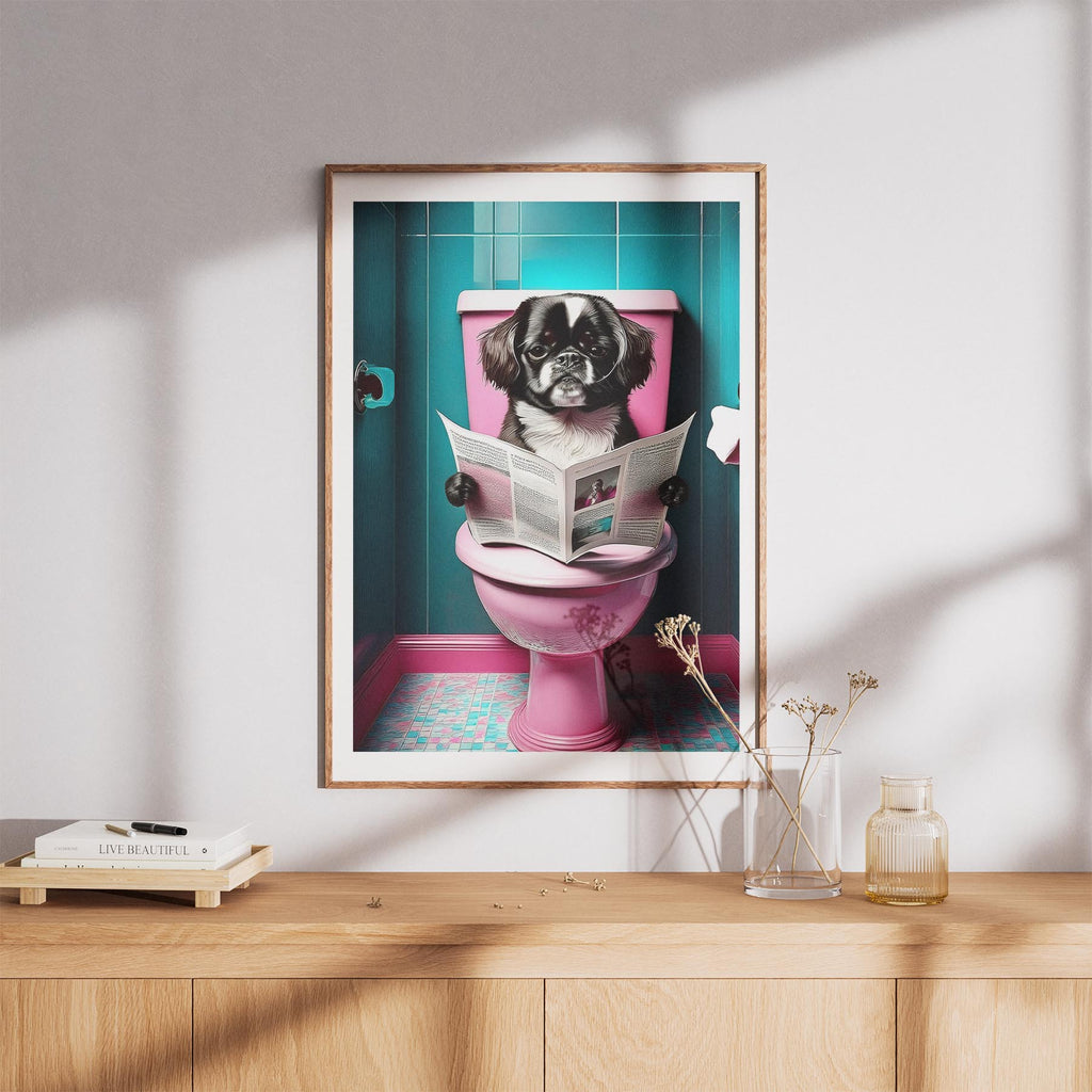 Pekingese Toilet Dogs PInk and Turquise image 8