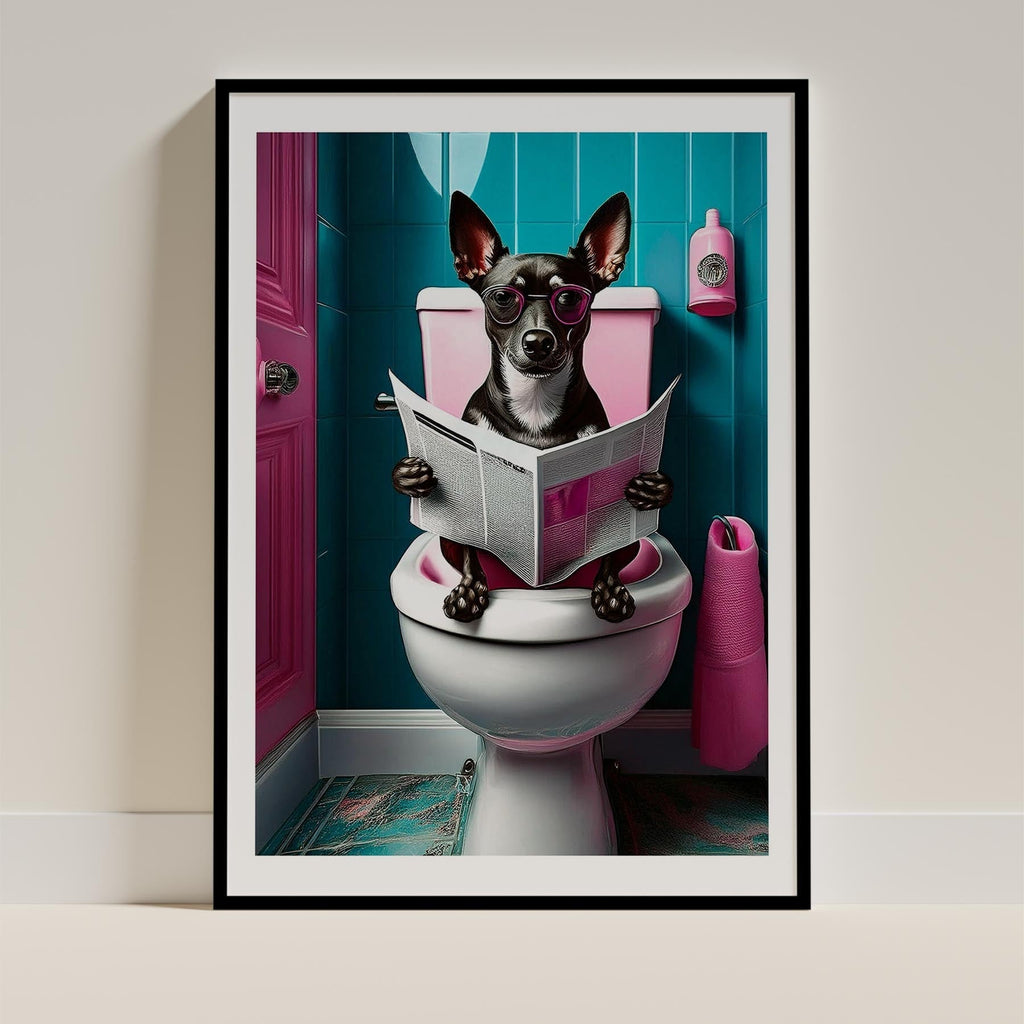 Miniature Pinscher Toilet Dogs PInk and Turquise image 0