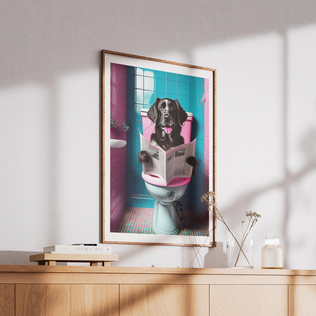 Curly Coated Retriever Toilet Dogs PInk and Turquise image 5