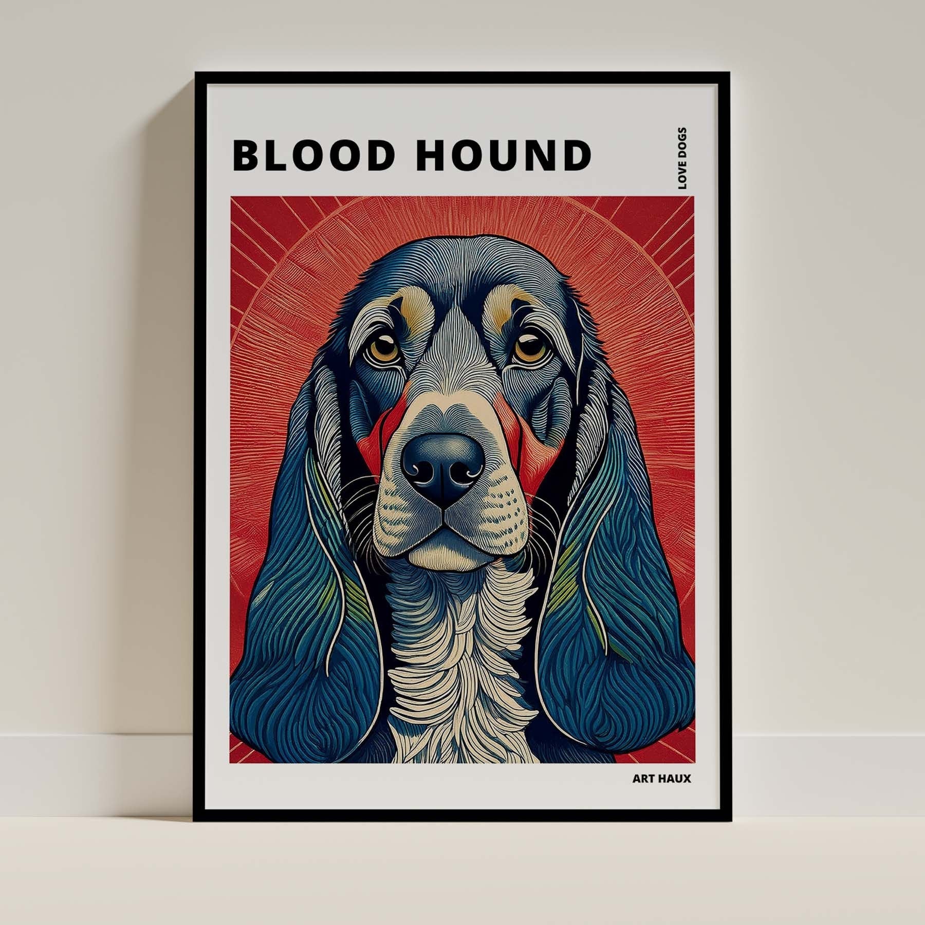 Bloodhound Hokusai Japanese Inspired Dog Series with Text image 0