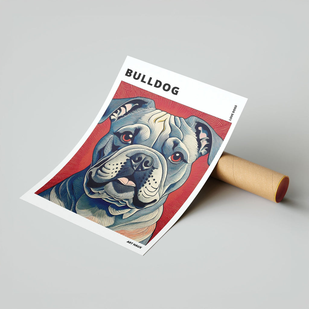 Bulldog Hokusai Japanese Inspired Dog Series with Text image 6