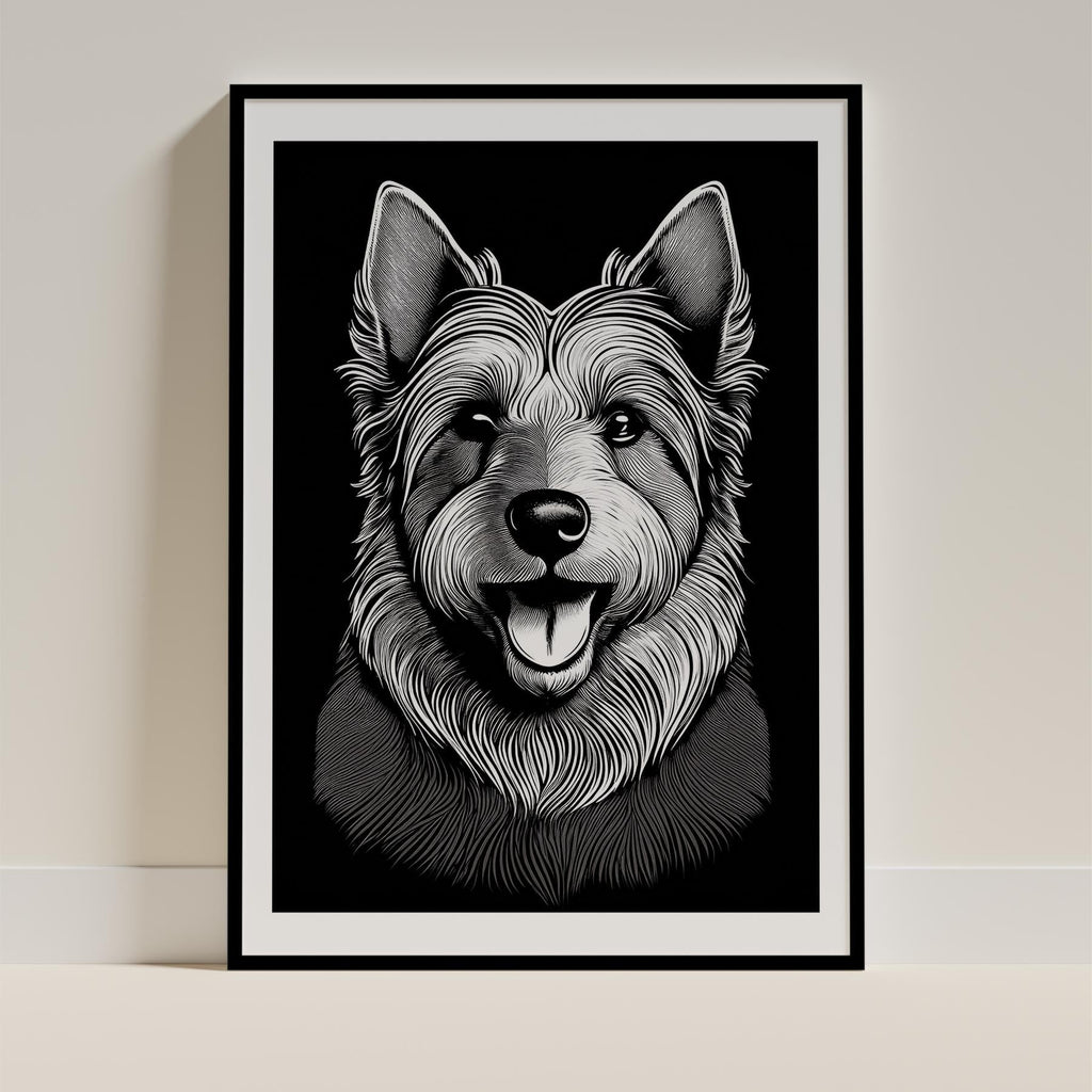 Australian Terrier Line Dog Series in Black and White image 0