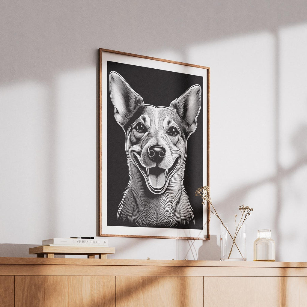 Jack Russell Line Dog Series in Black and White image 5