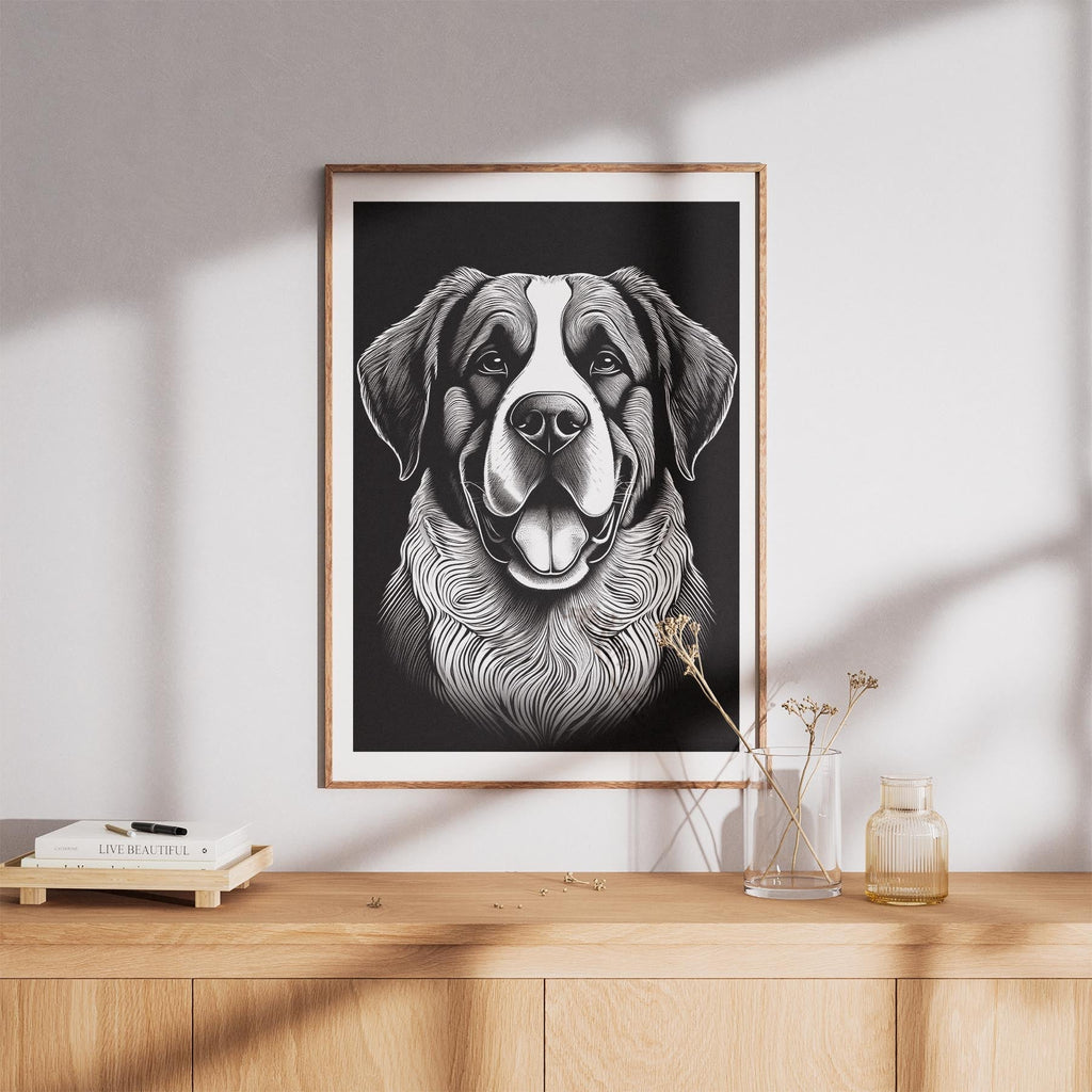 Saint Bernard Line Dog Series in Black and White image 8