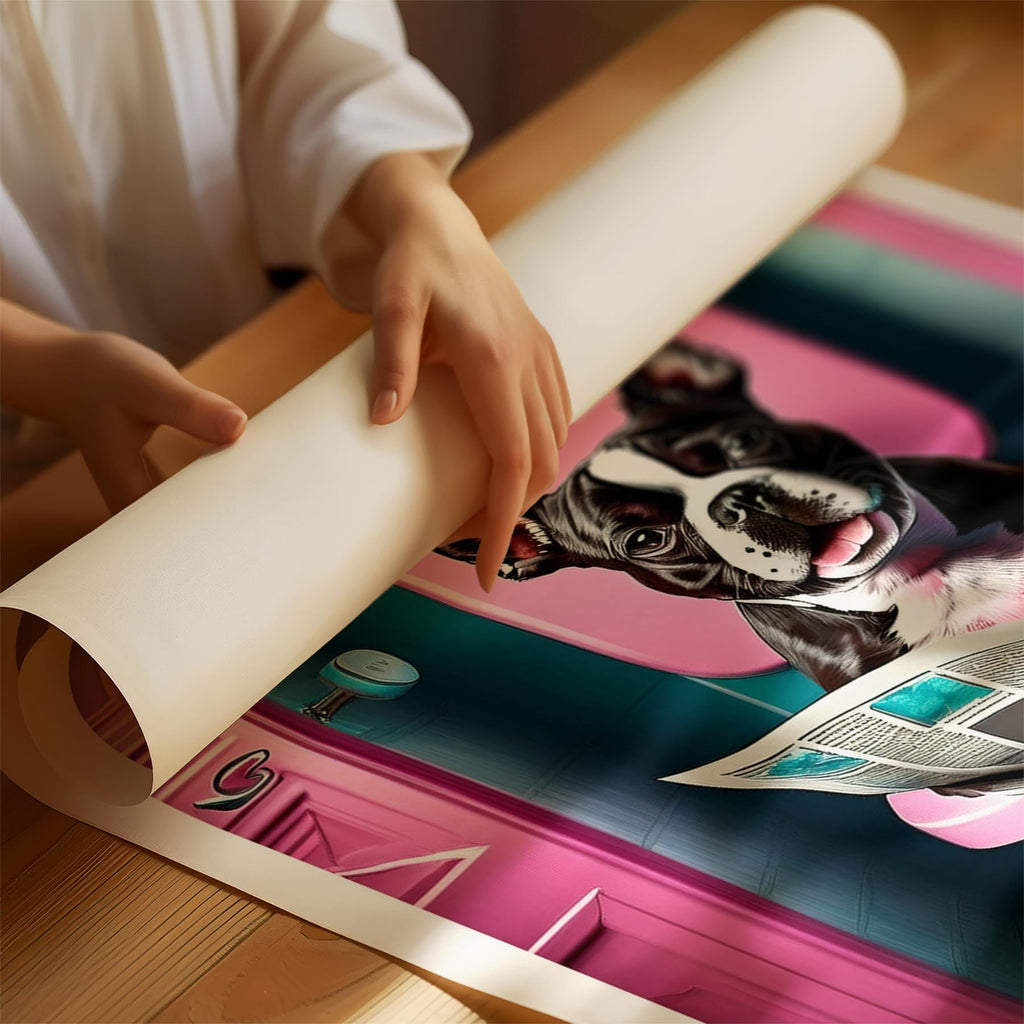 Boston Terrier Toilet Dogs PInk and Turquise image 1