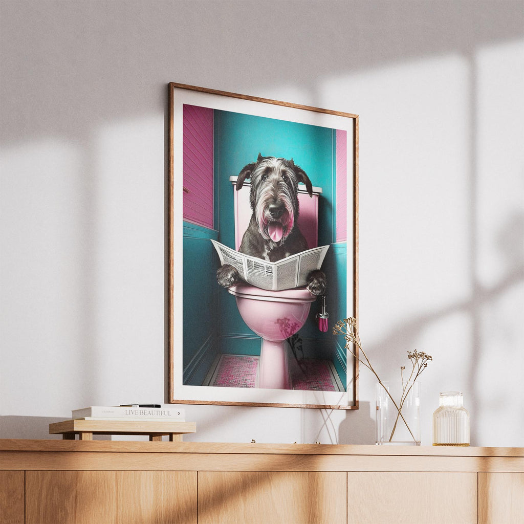 Irish Wolfhound Toilet Dogs PInk and Turquise image 5