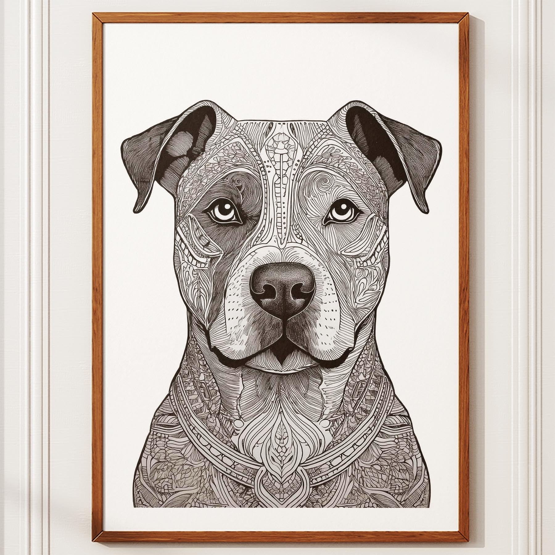 Staffordshire Bull Terrier Mandala Black and White Dog Series image 10