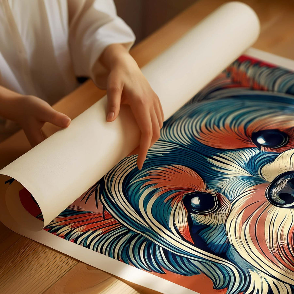 Yorkshire Terrier Hokusai Japanese Inspired Dog Series with Text image 1