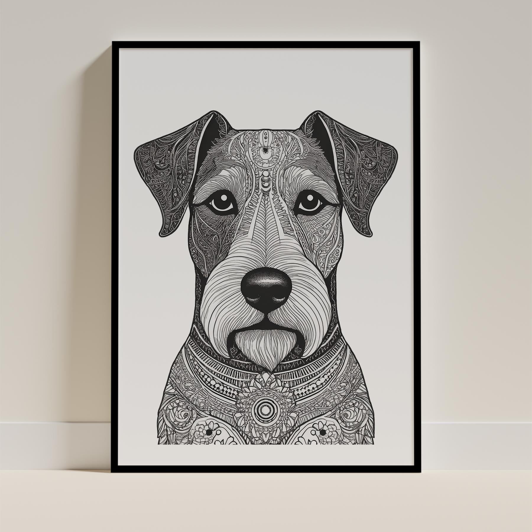 Fox Terrier Mandala Black and White Dog Series image 0