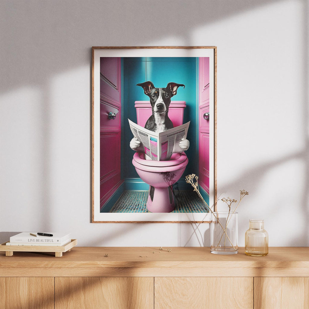 Whippet Toilet Dogs PInk and Turquise image 8