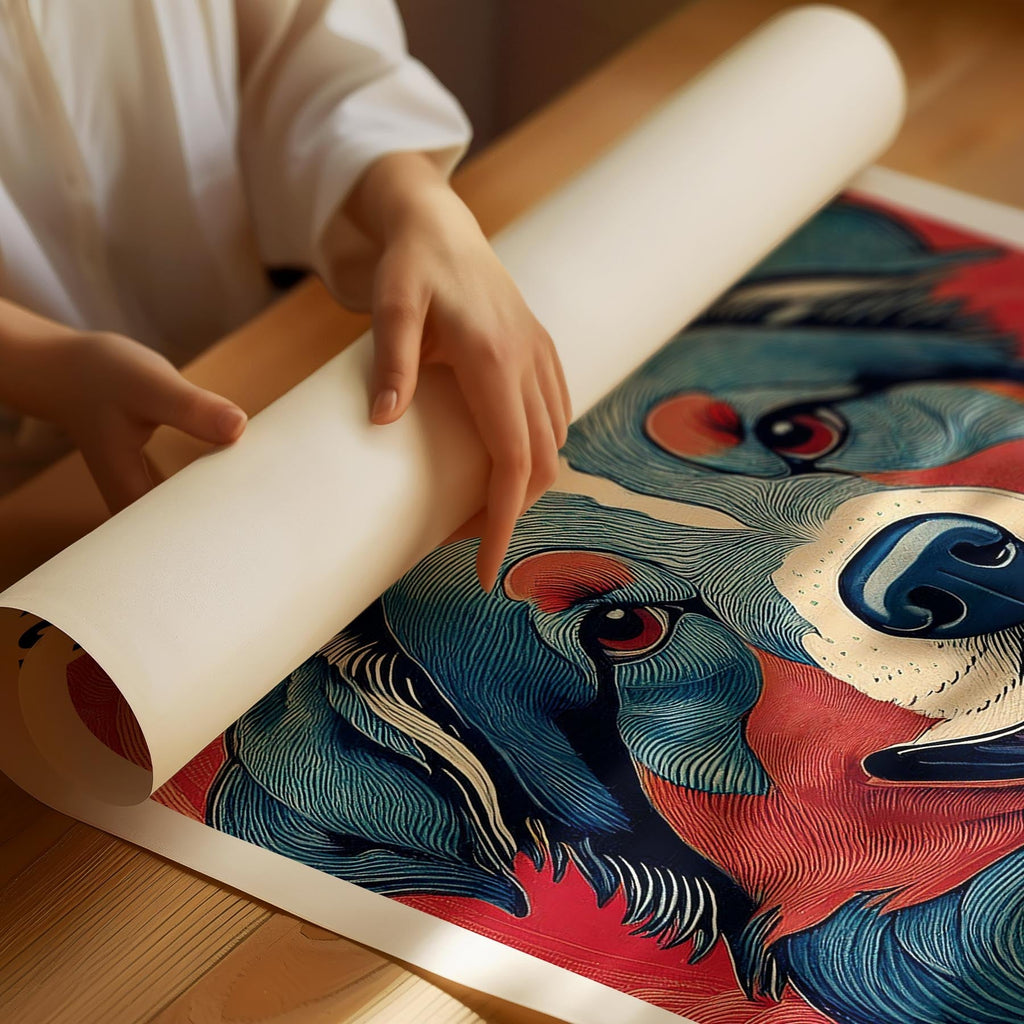 Australian Shepherd Hokusai Japanese Inspired Dog Series with Text image 1