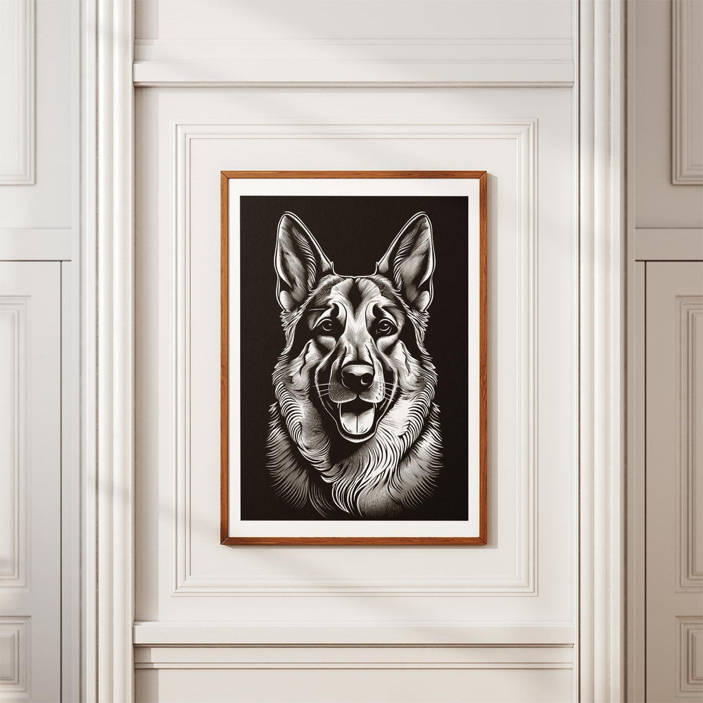 German Shepherd Line Dog Series in Black and White image 3