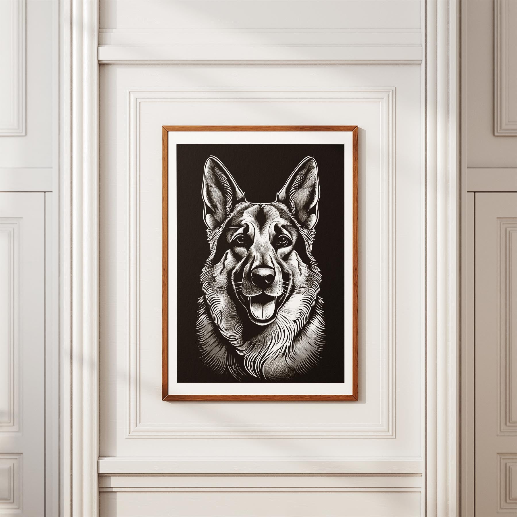 German Shepherd Line Dog Series in Black and White image 3