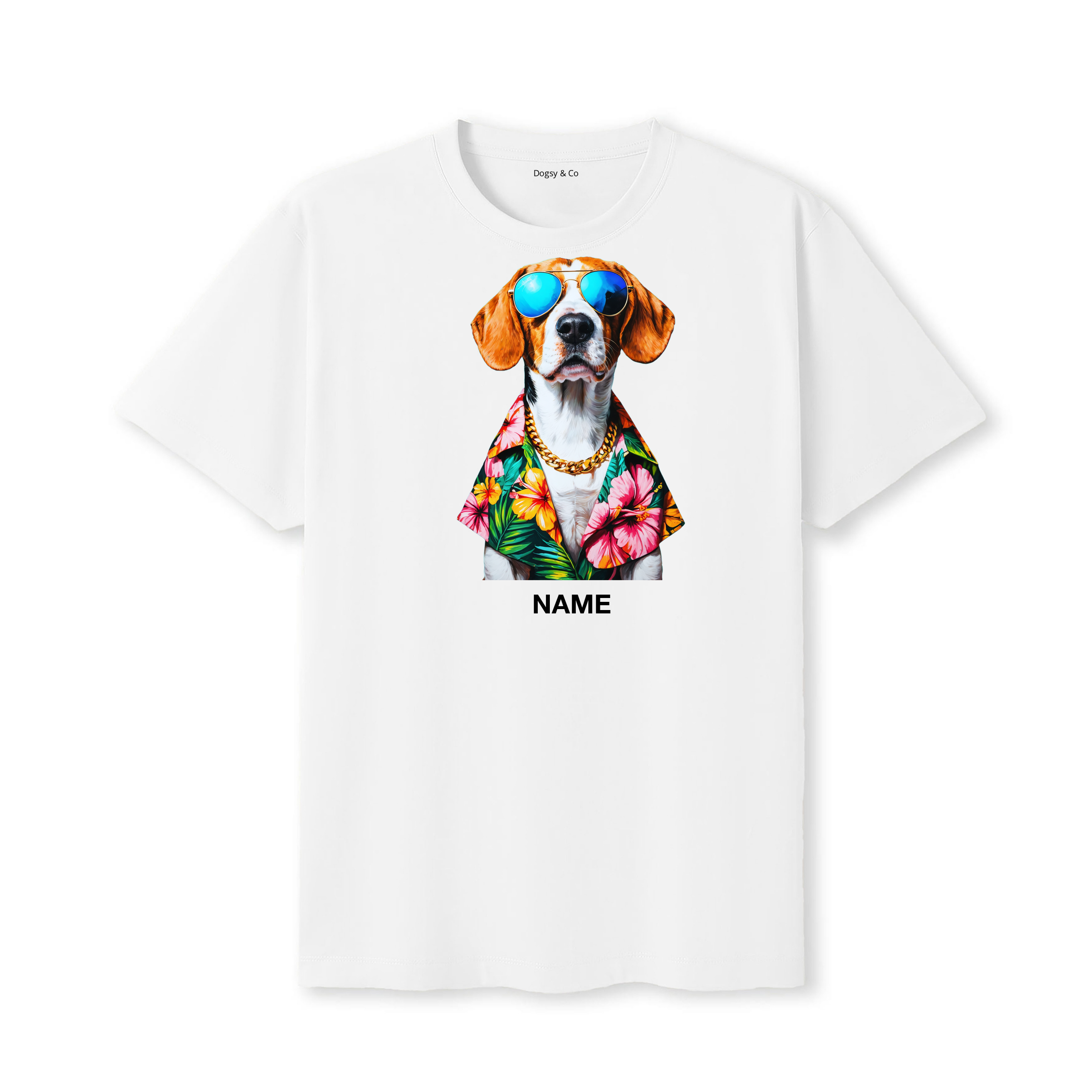 Beagle Hawaii Dog Custom T-Shirt - White