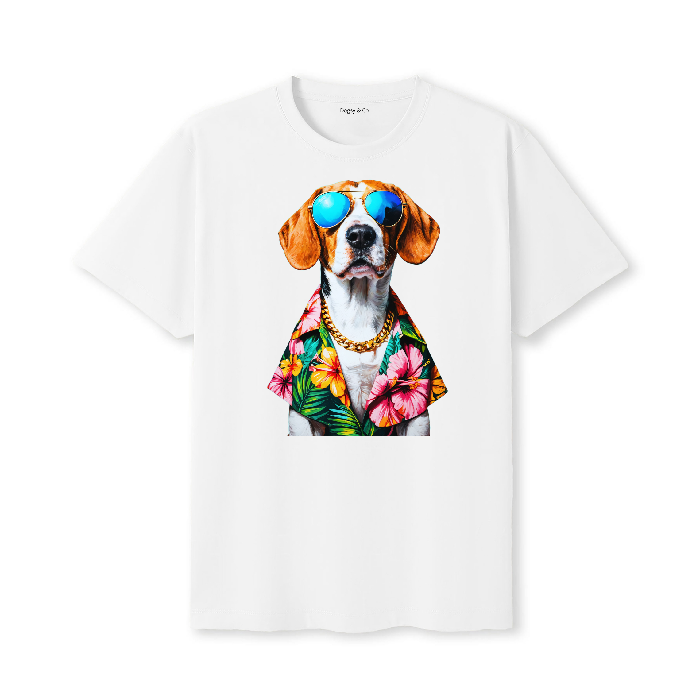 Beagle Hawaii Dog T-Shirt - White