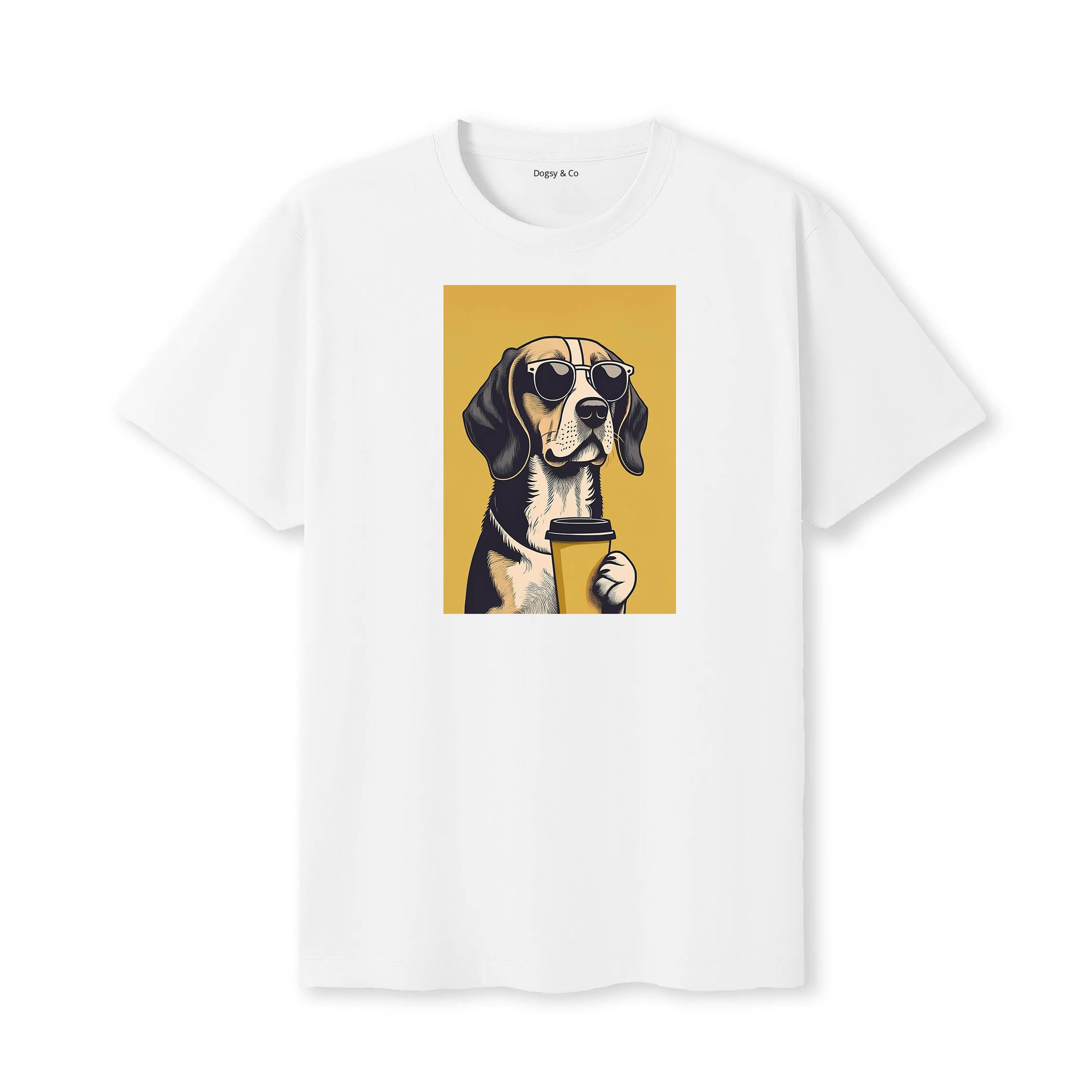 Beagle Coffee Dog T-Shirt White