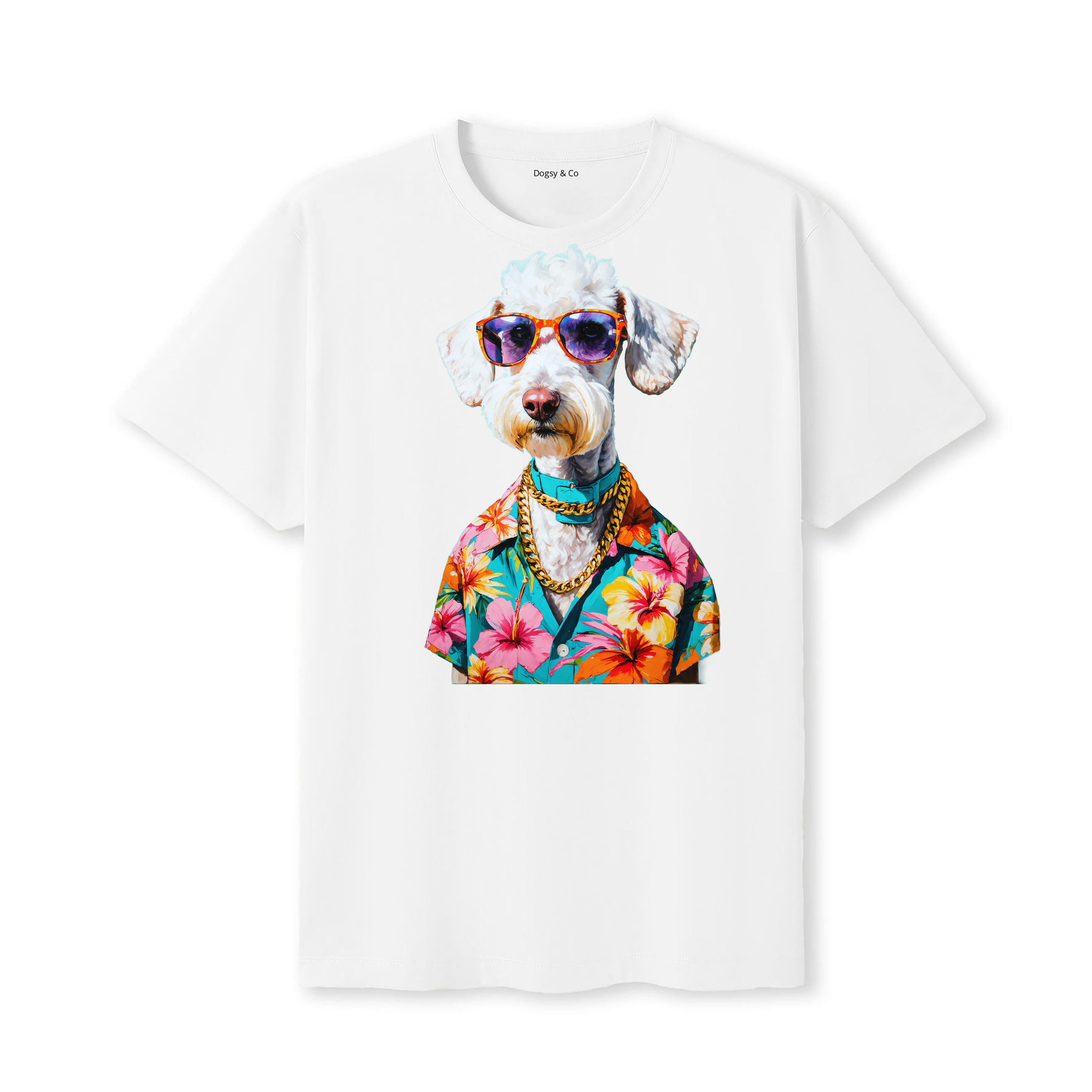 Bedlington Terrier Hawaii Dog T-Shirt - White