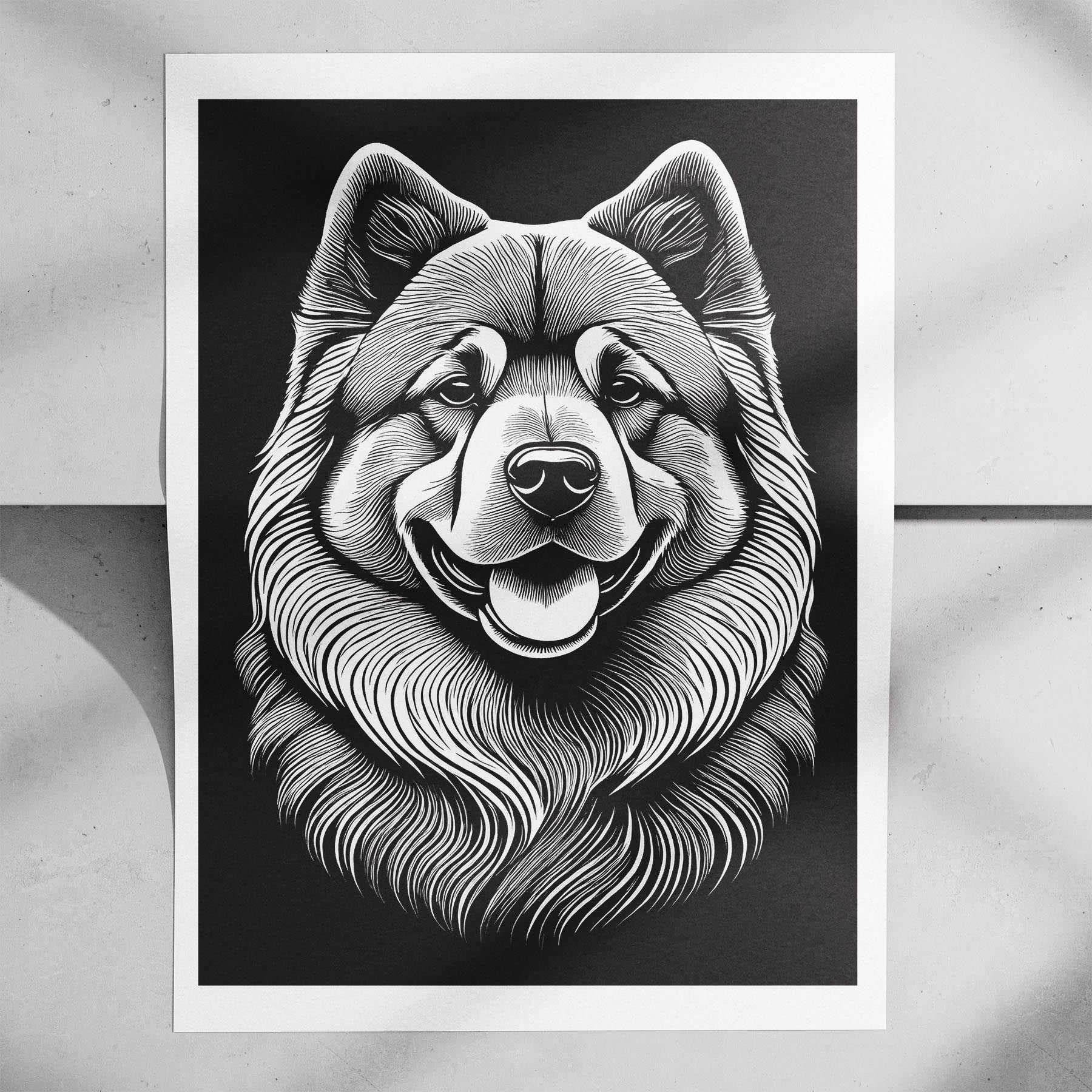 Chow Chow Line Dog Series in Black and White image 7