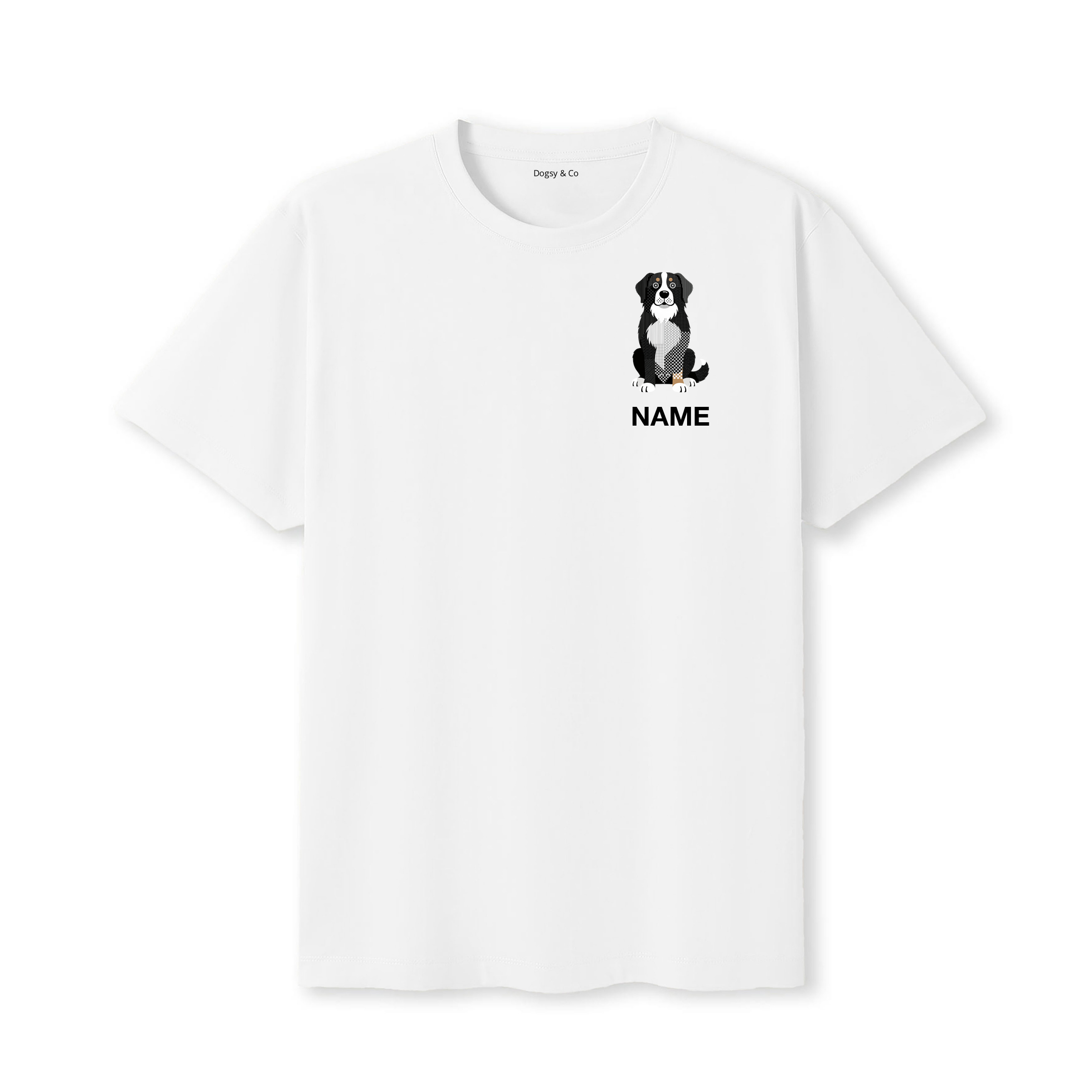 Bernese Mountain Dog Geometric Line T-Shirt Custom - White