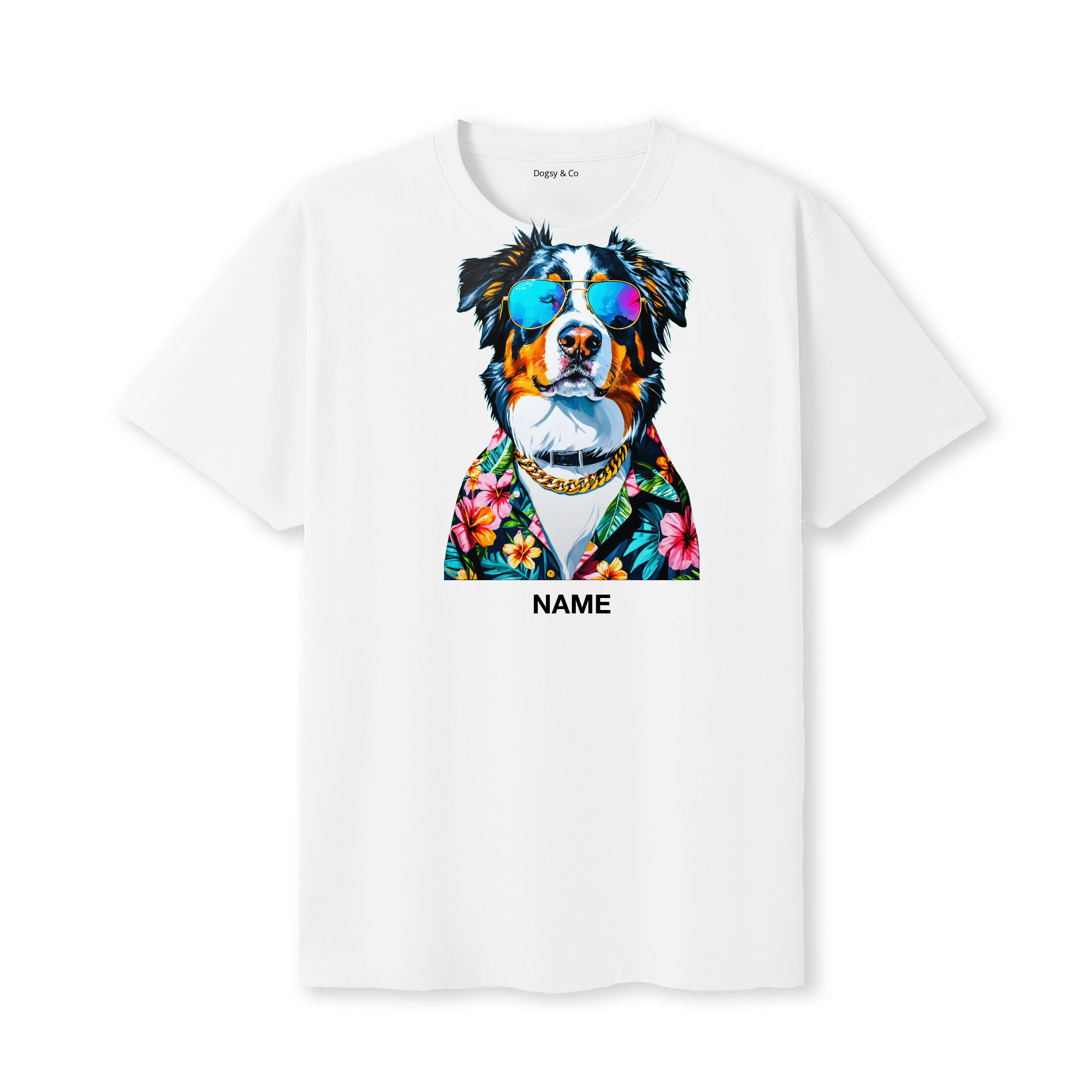 Bernese Mountain Dog Hawaii Dog Custom T-Shirt - White
