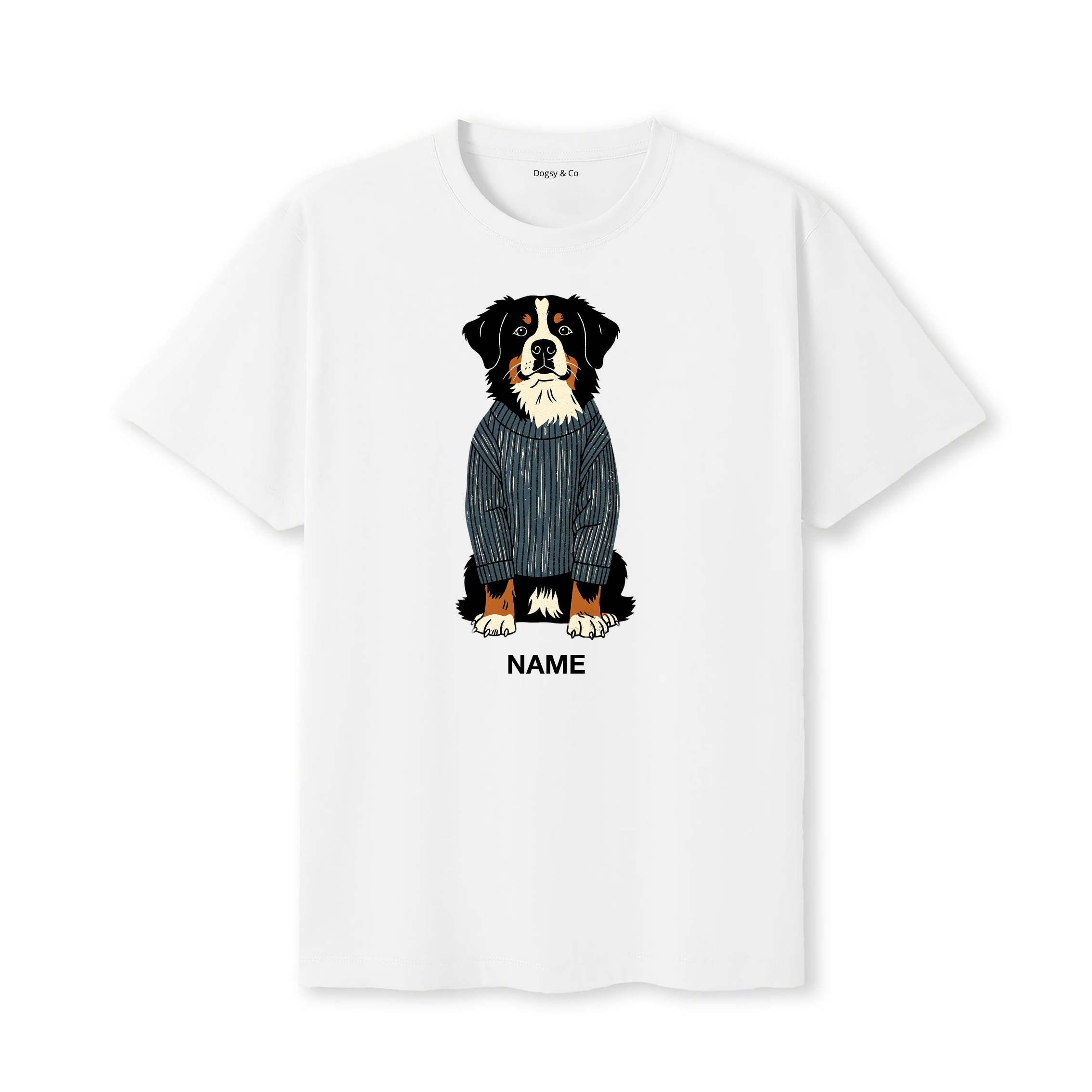 Bernese Mountain Dog Jumper Dog Custom T-Shirt - White