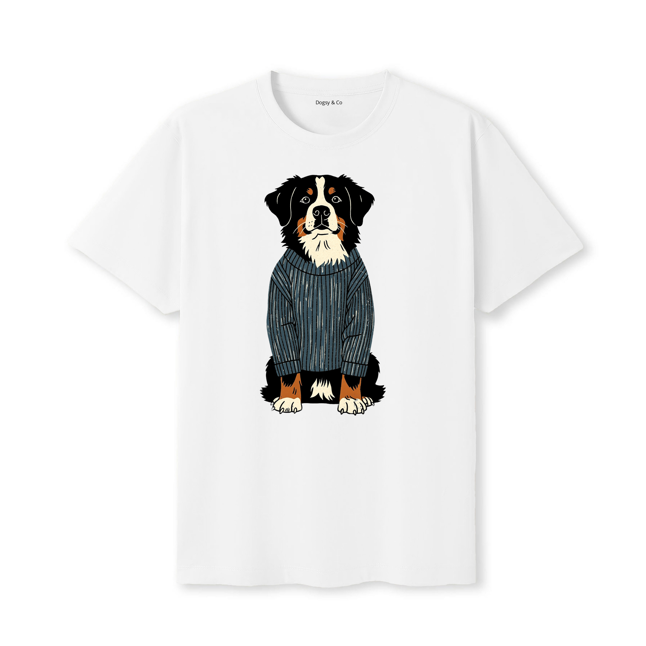 Bernese Mountain Dog Jumper Dog T-Shirt - White