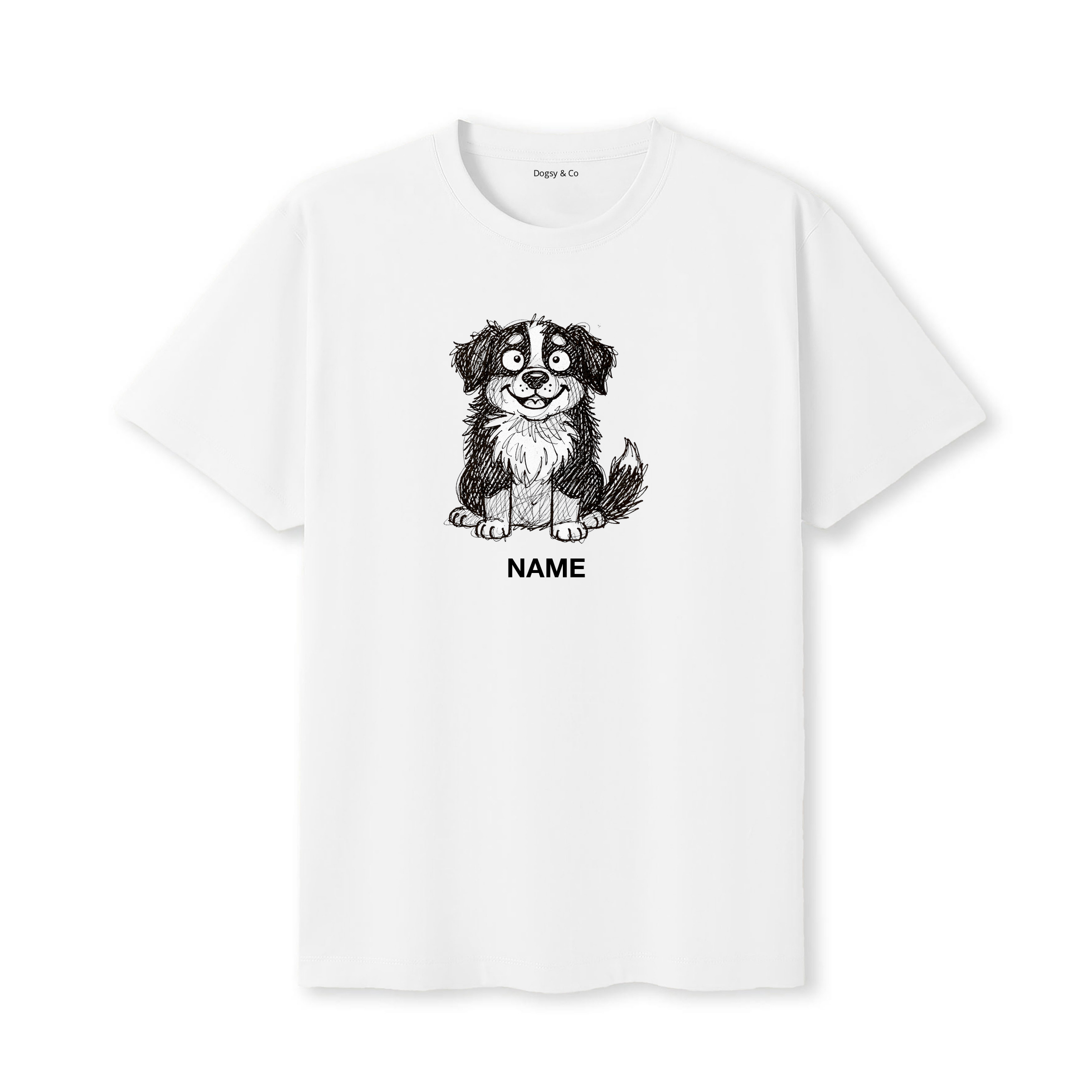 Bernese Mountain Dog Scraggy Dog Custom T-Shirt - White