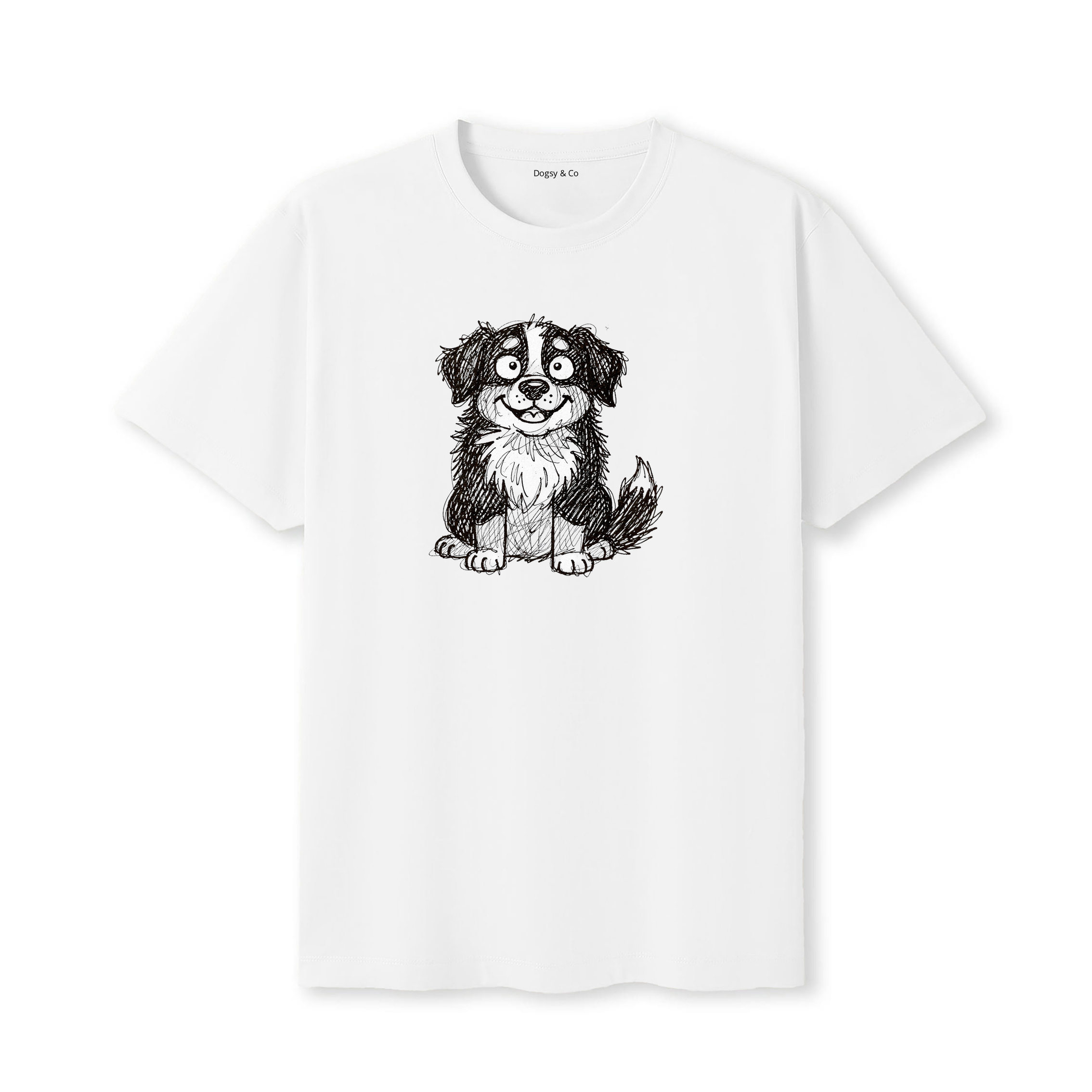Bernese Mountain Dog Scraggy Dog T-Shirt - White