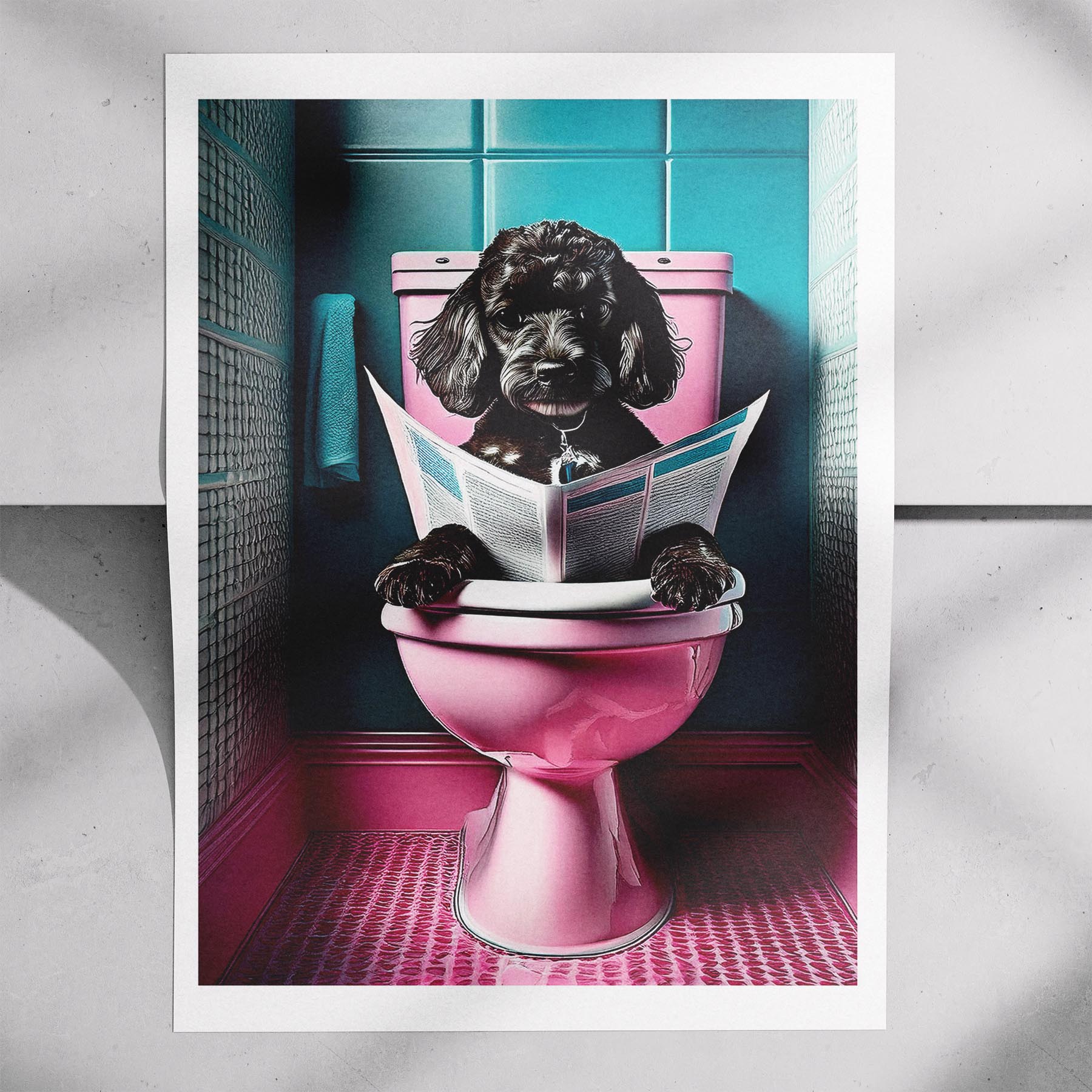 Poodle Toilet Dogs PInk and Turquise image 7