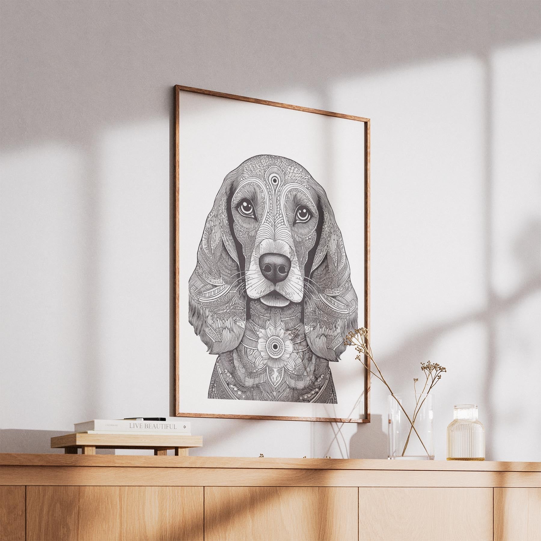 Cocker Spaniel Mandala Black and White Dog Series image 5