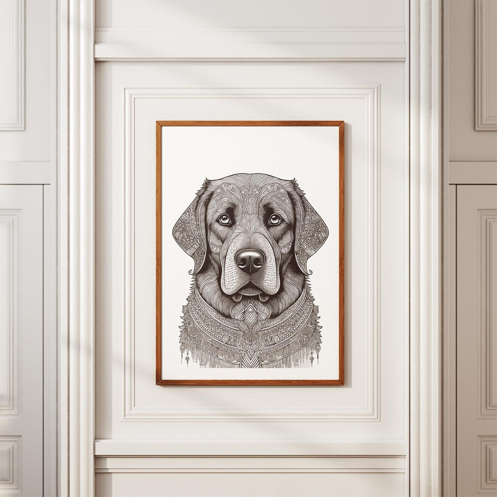 Newfoundland Mandala Black and White Dog Series image 3