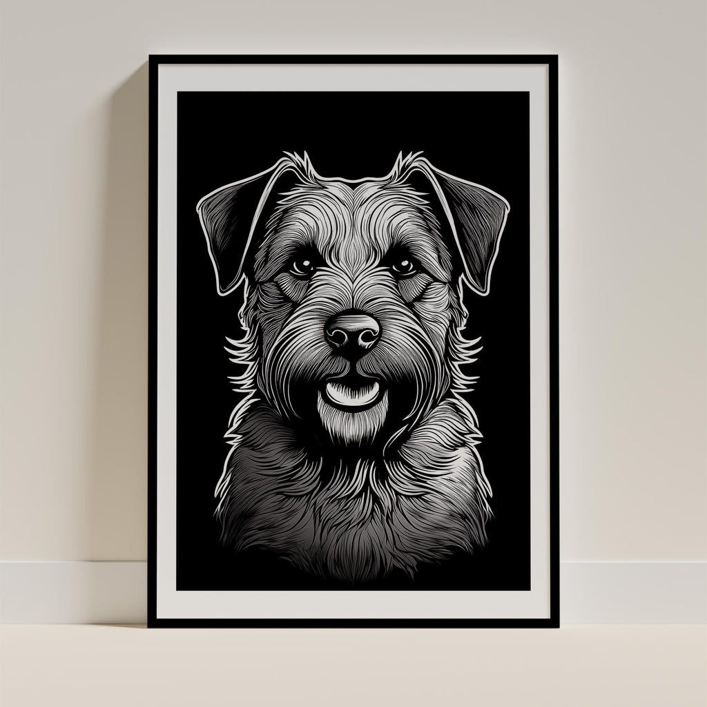 Border Terrier Line Dog Series in Black and White image 0