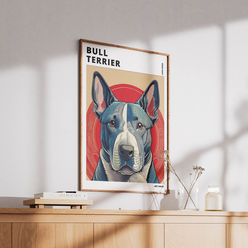 Bull Terrier Hokusai Japanese Inspired Dog Series with Text image 5