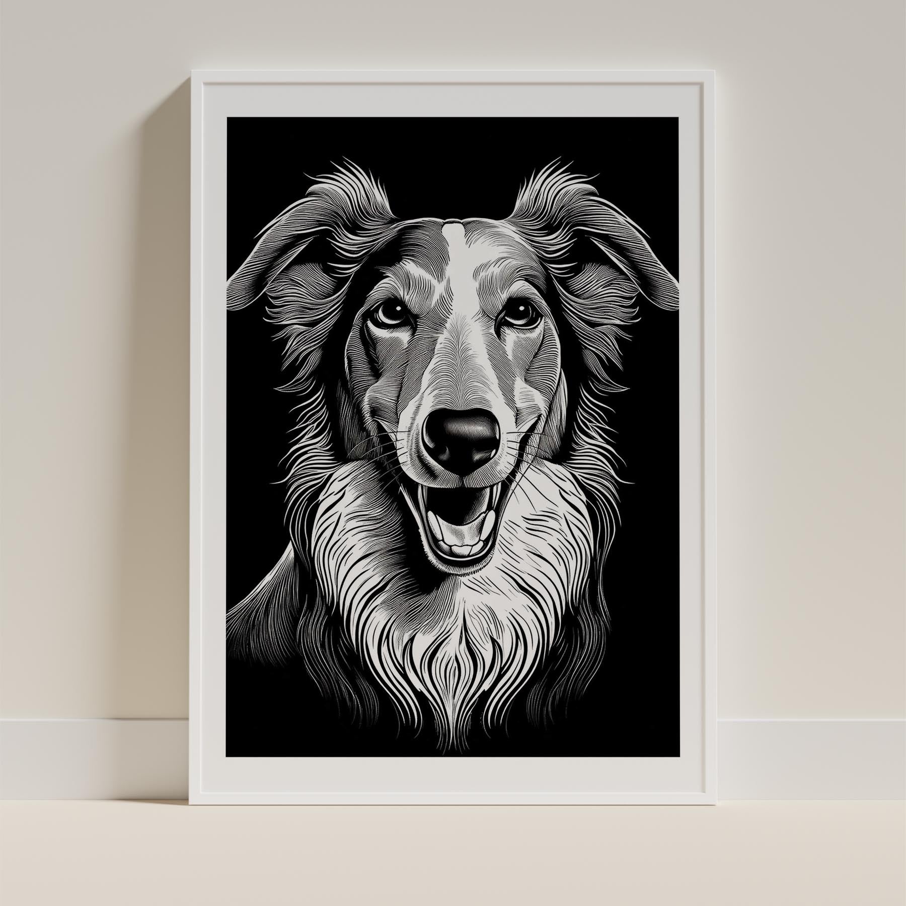 Borzoi Line Dog Series in Black and White image 9