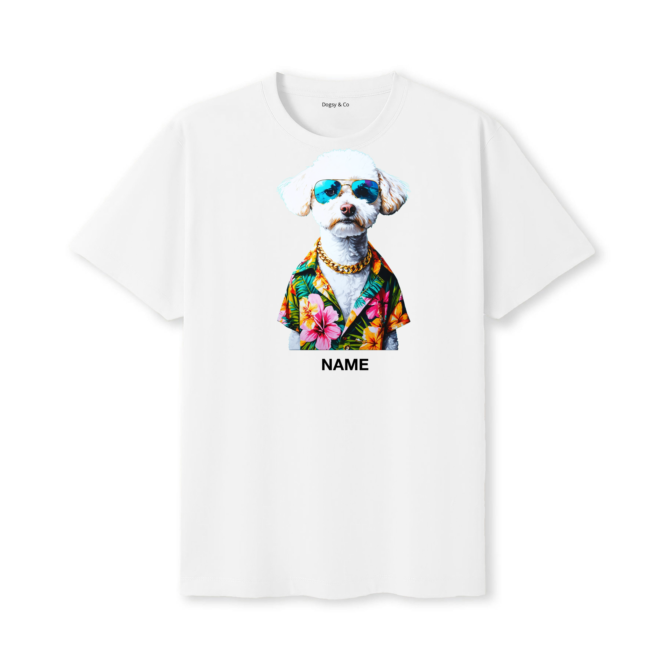 Bichon Frise Hawaii Dog Custom T-Shirt - White