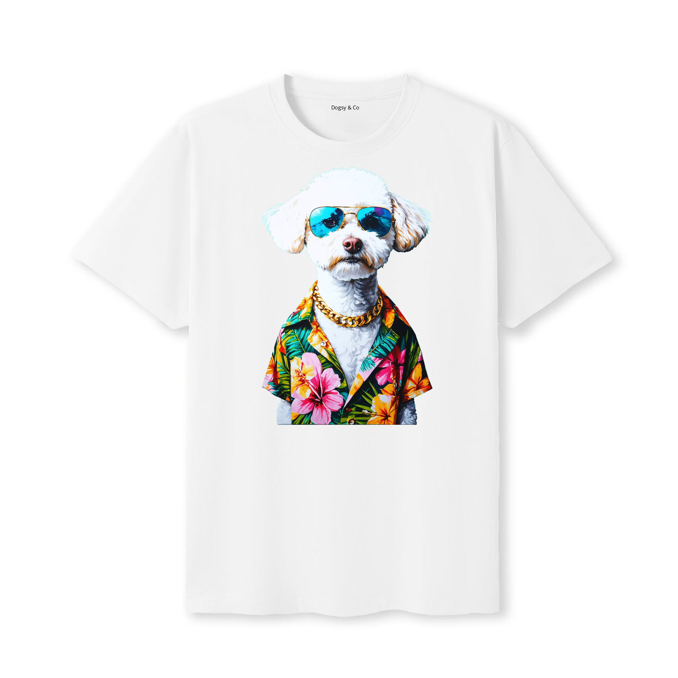 Bichon Frise Hawaii Dog T-Shirt - White