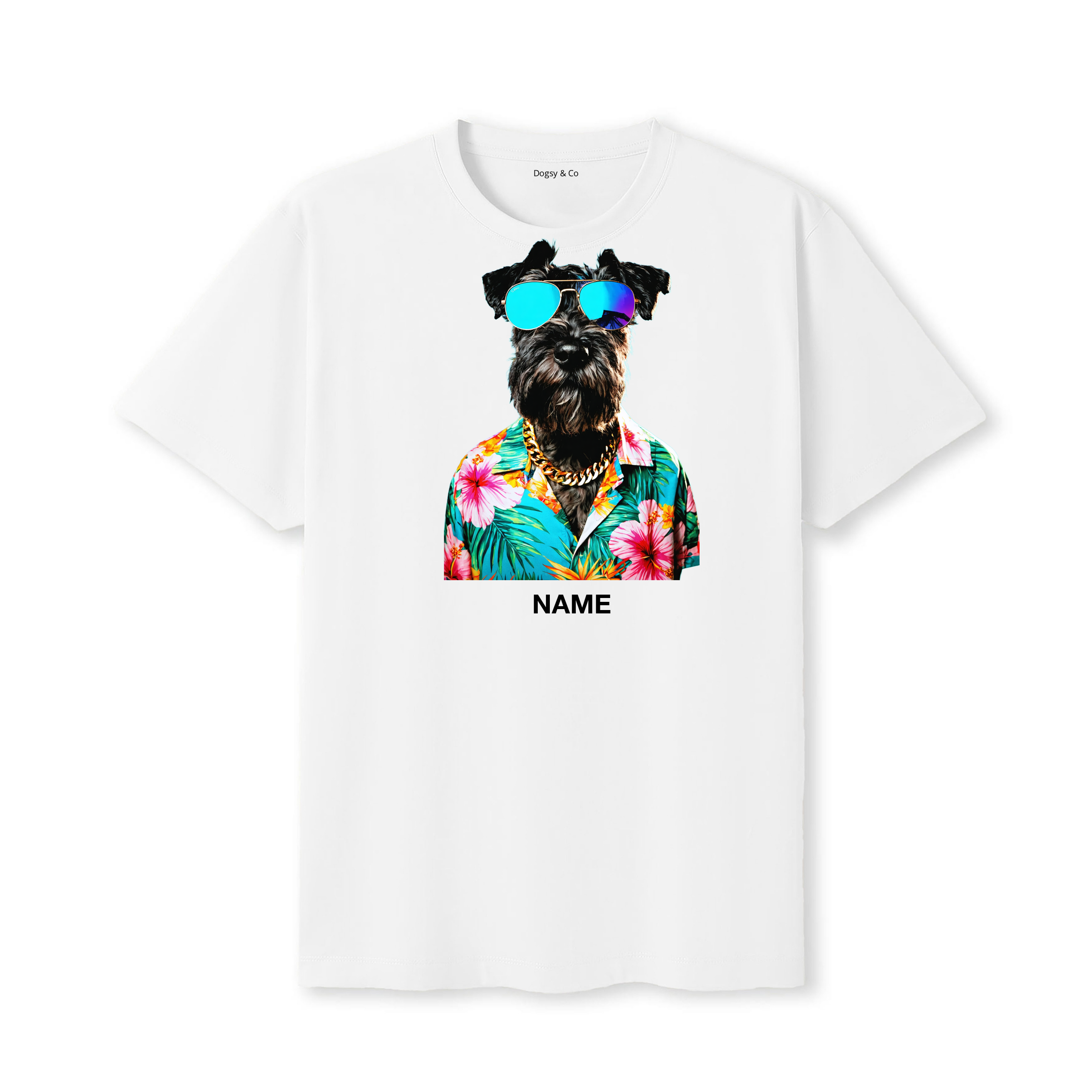 Black Russian Terrier Hawaii Dog Custom T-Shirt - White