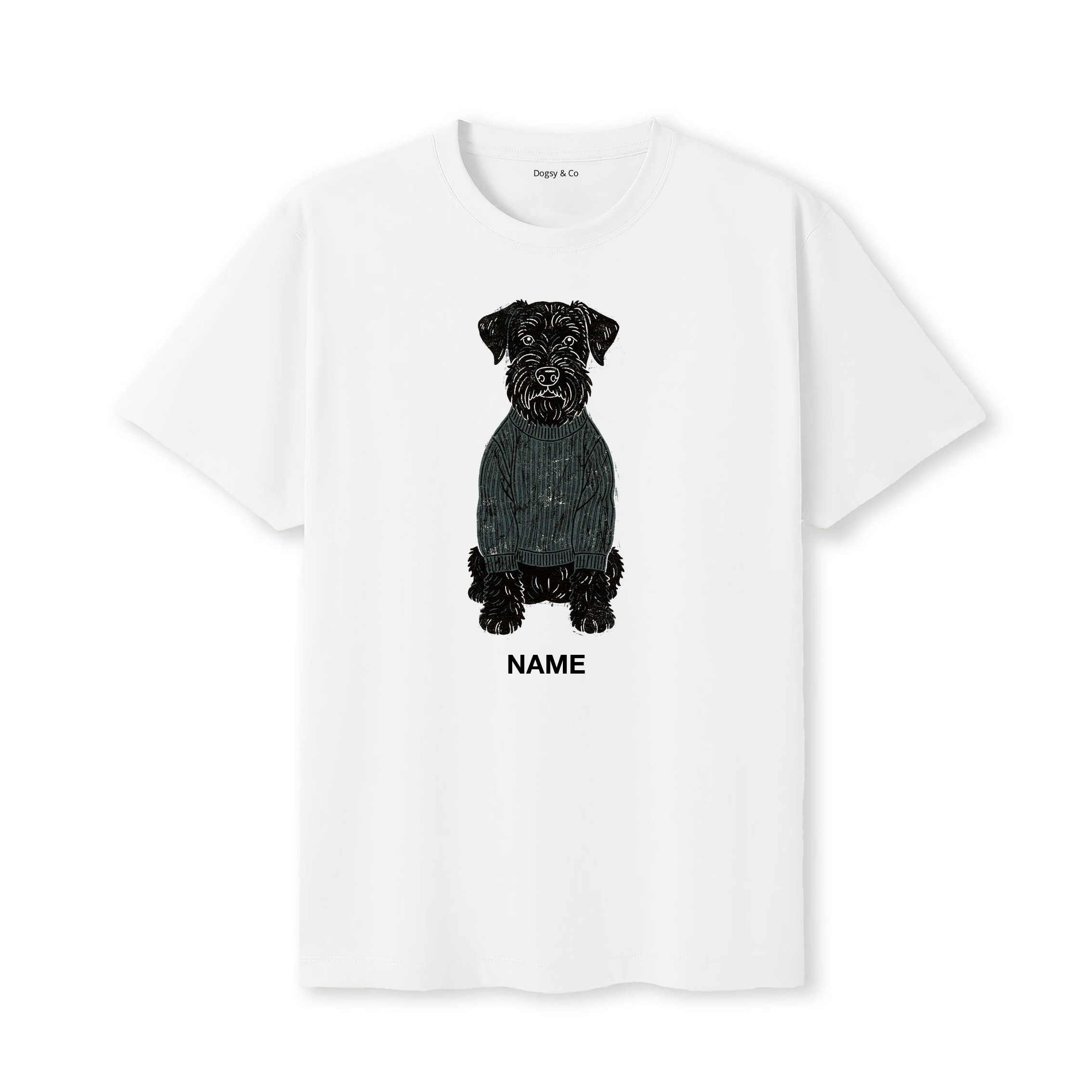 Black Russian Terrier Jumper Dog Custom T-Shirt - White