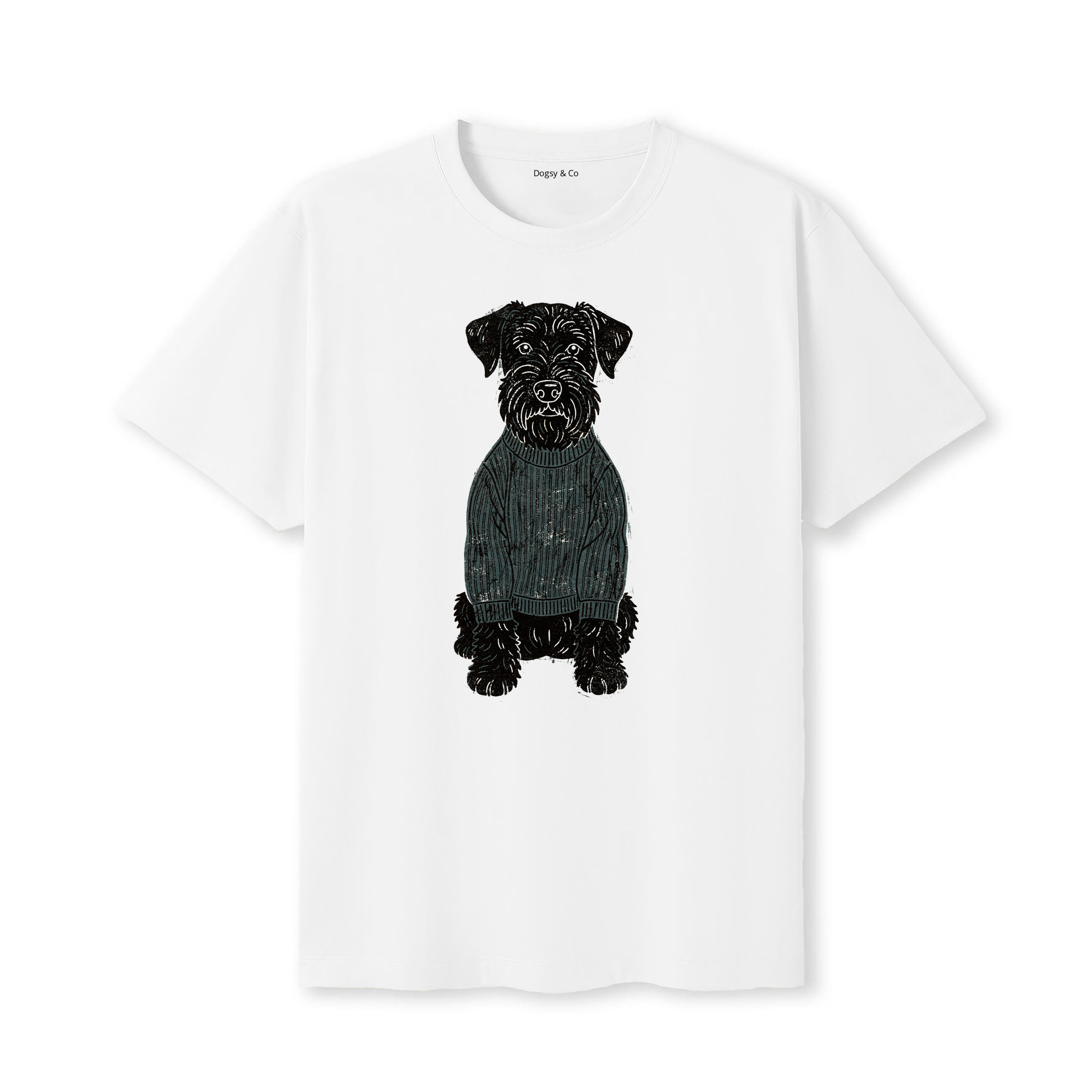 Black Russian Terrier Jumper Dog T-Shirt - White